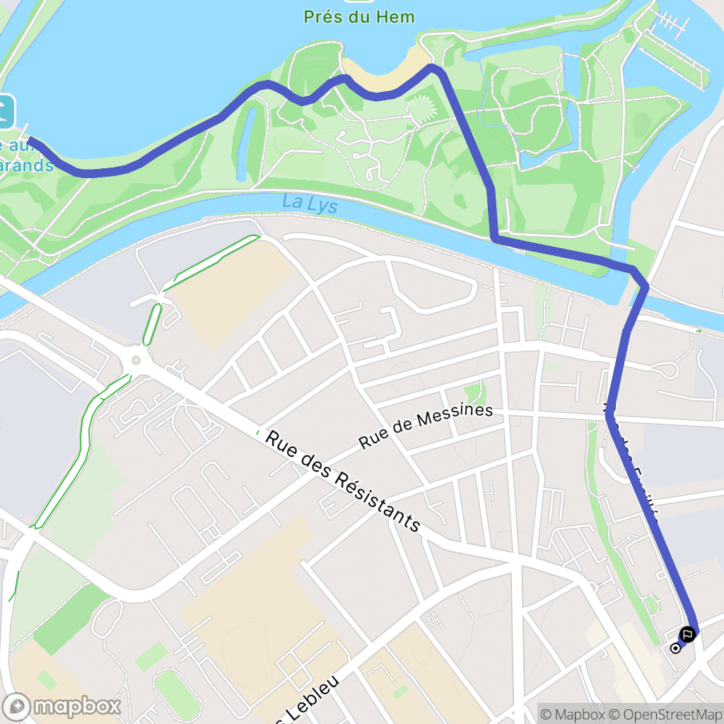 Armentières : carte du parcours de randonnée - France
