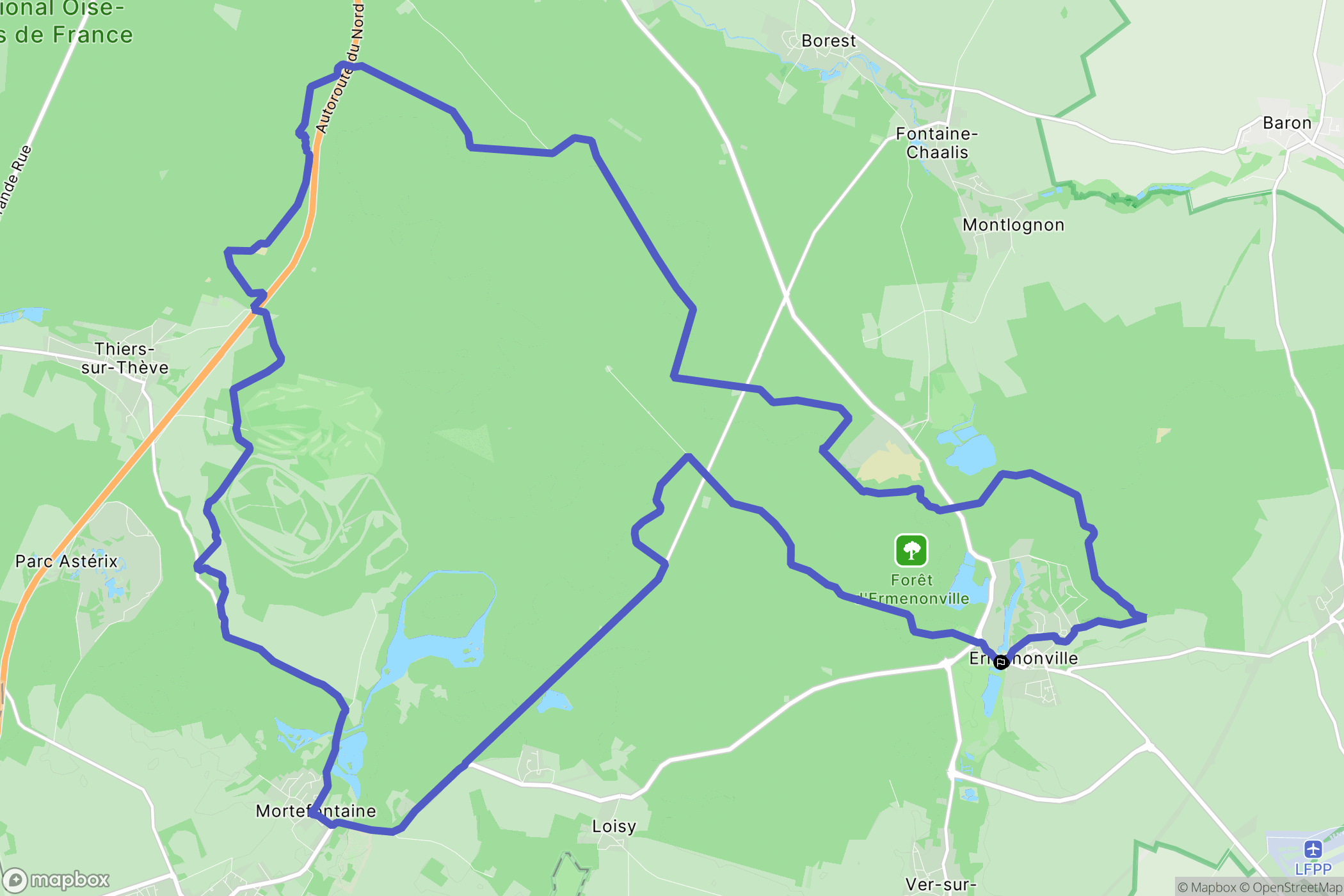 Ermenonville : carte du parcours de randonnée - France
