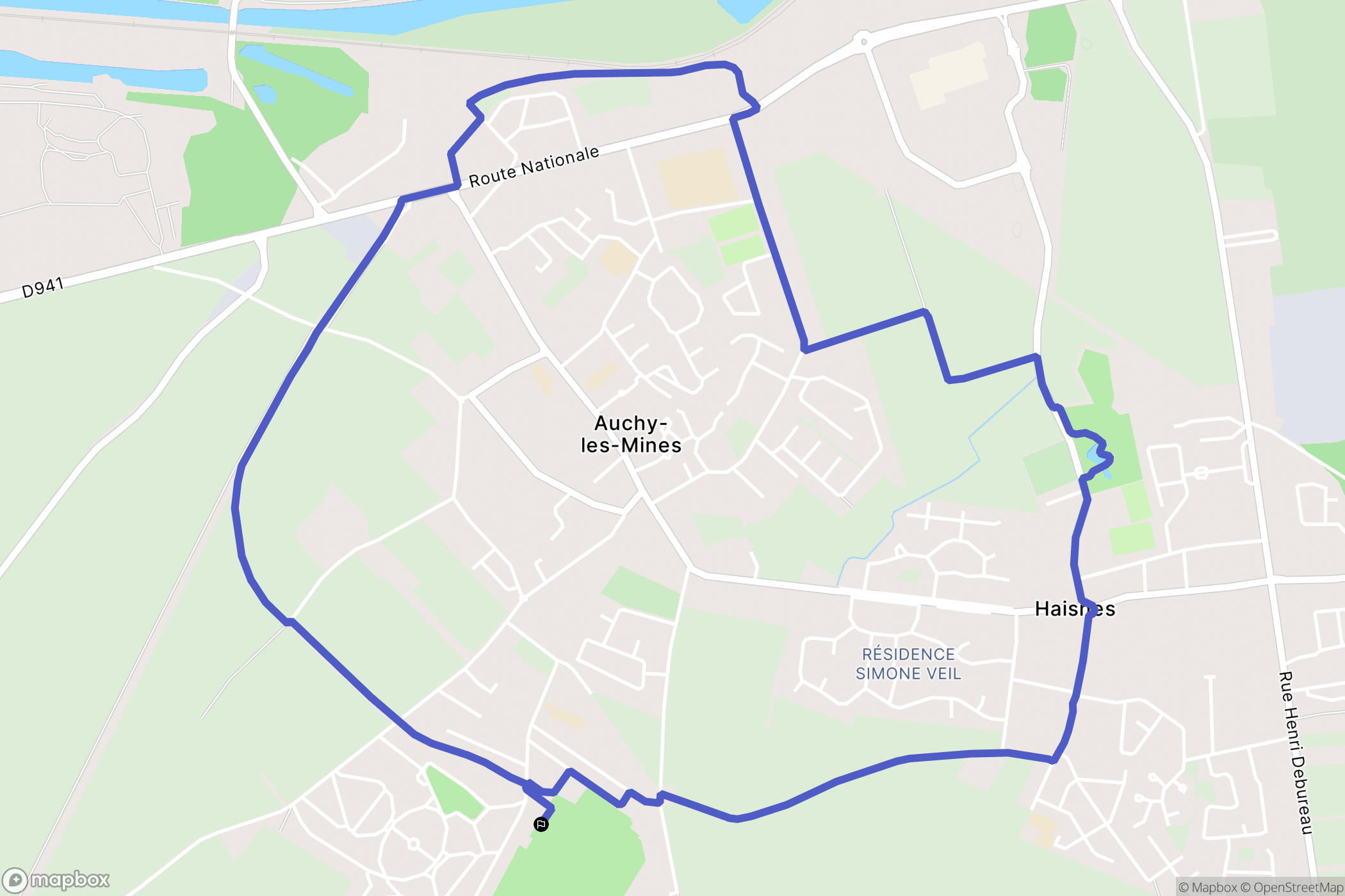 Auchy-les-Mines : carte du parcours de randonnée - France