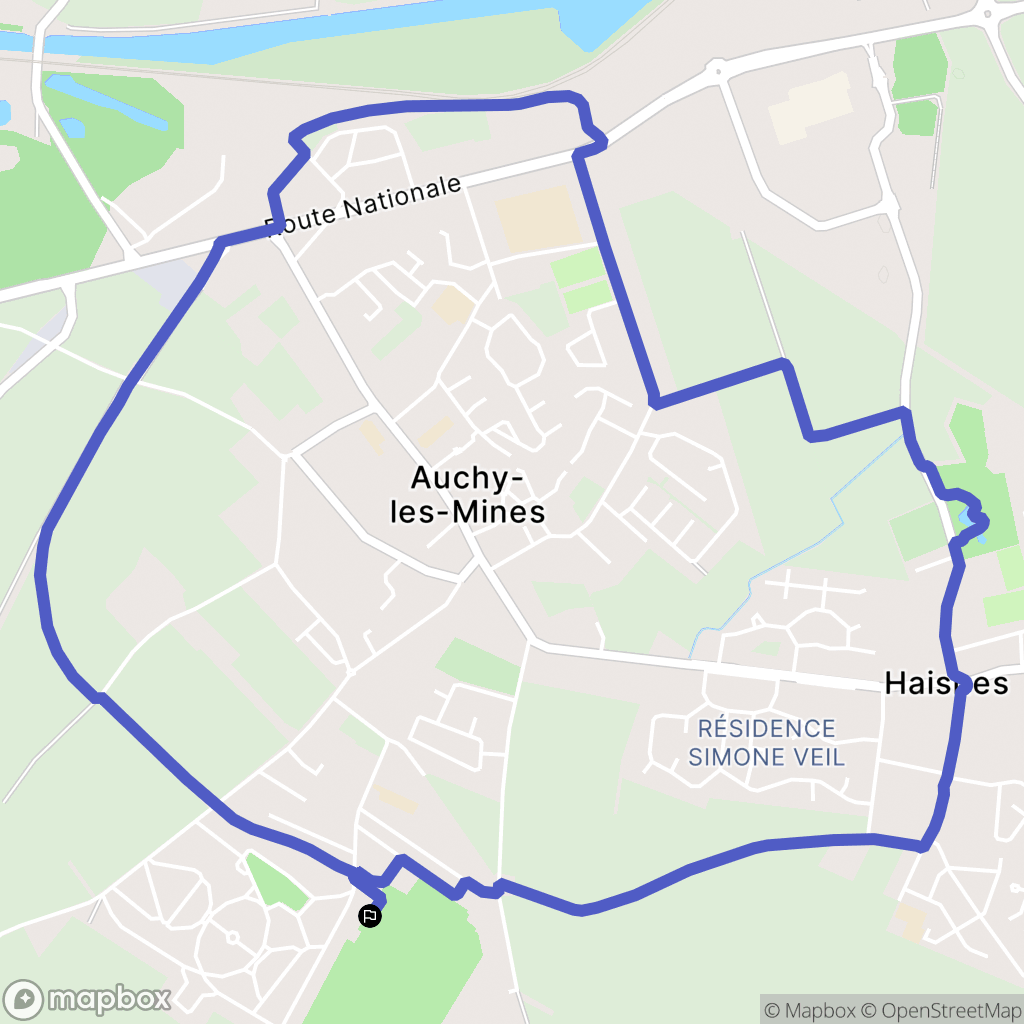 Auchy-les-Mines : carte du parcours de randonnée - France