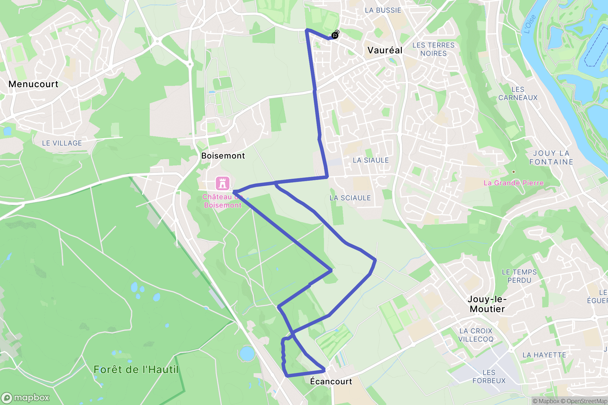 Vauréal : carte du parcours de randonnée - France