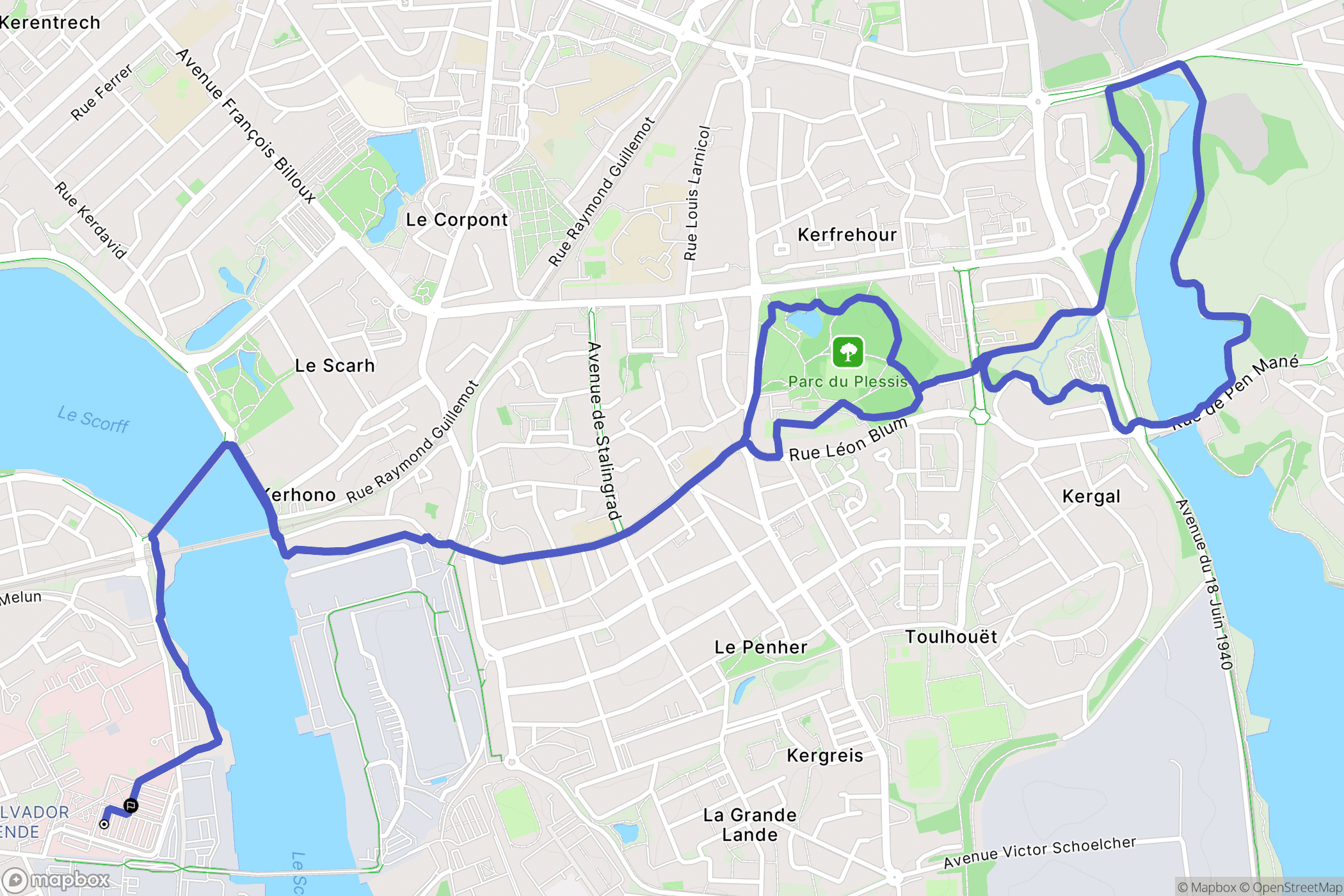 Lorient : carte du parcours de randonnée - France
