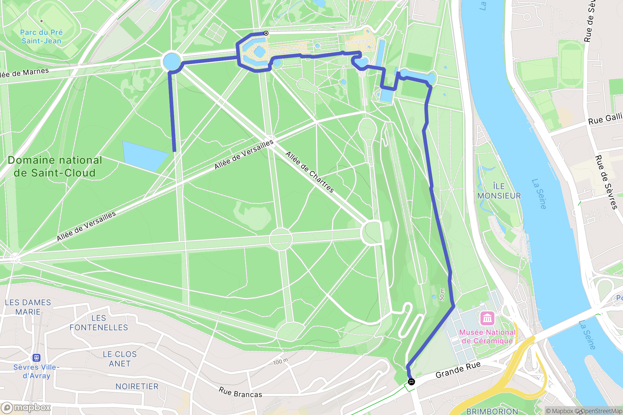 Saint-Cloud : carte du parcours de randonnée - France