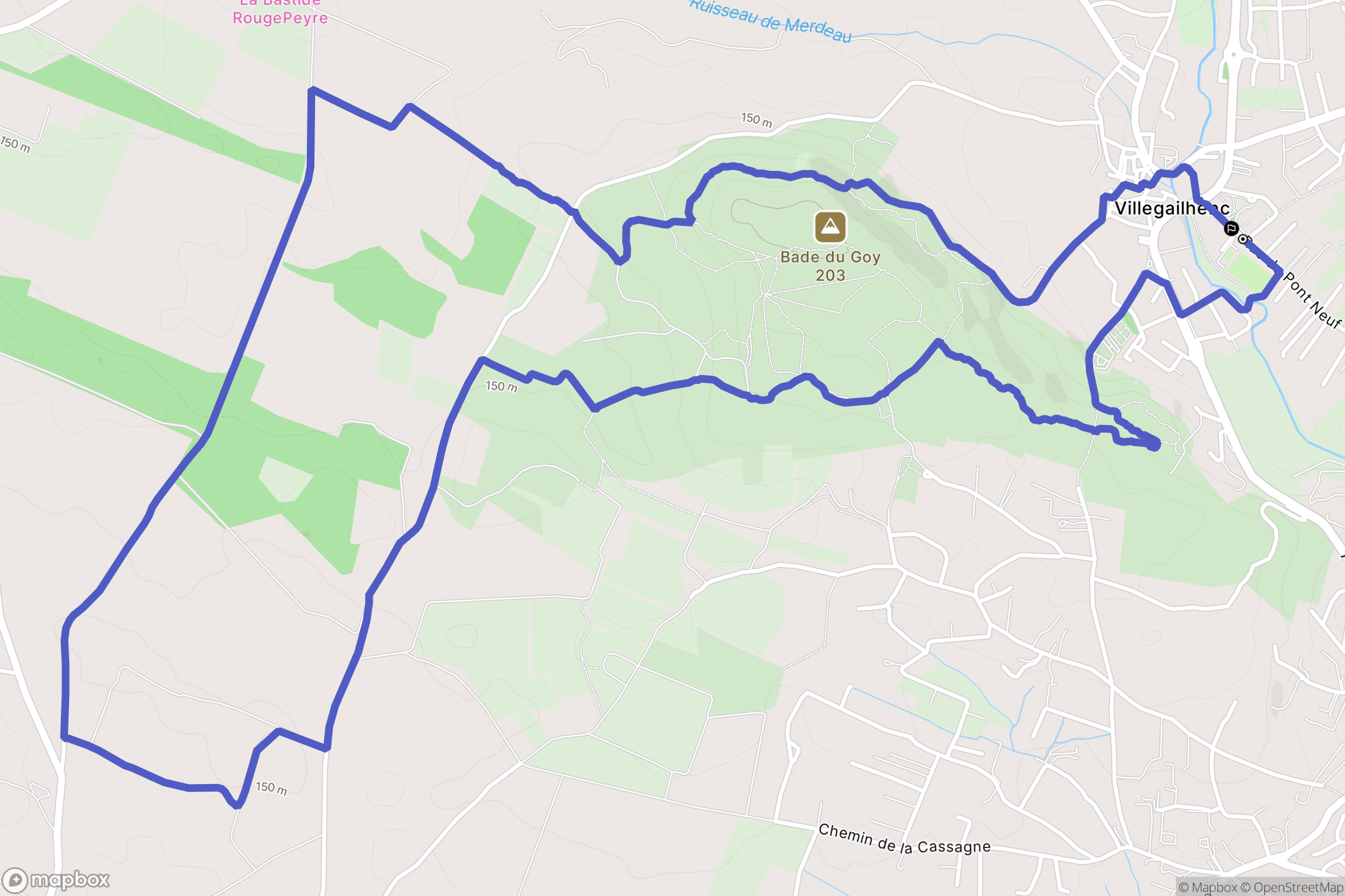 Villegailhenc : carte du parcours de randonnée - France