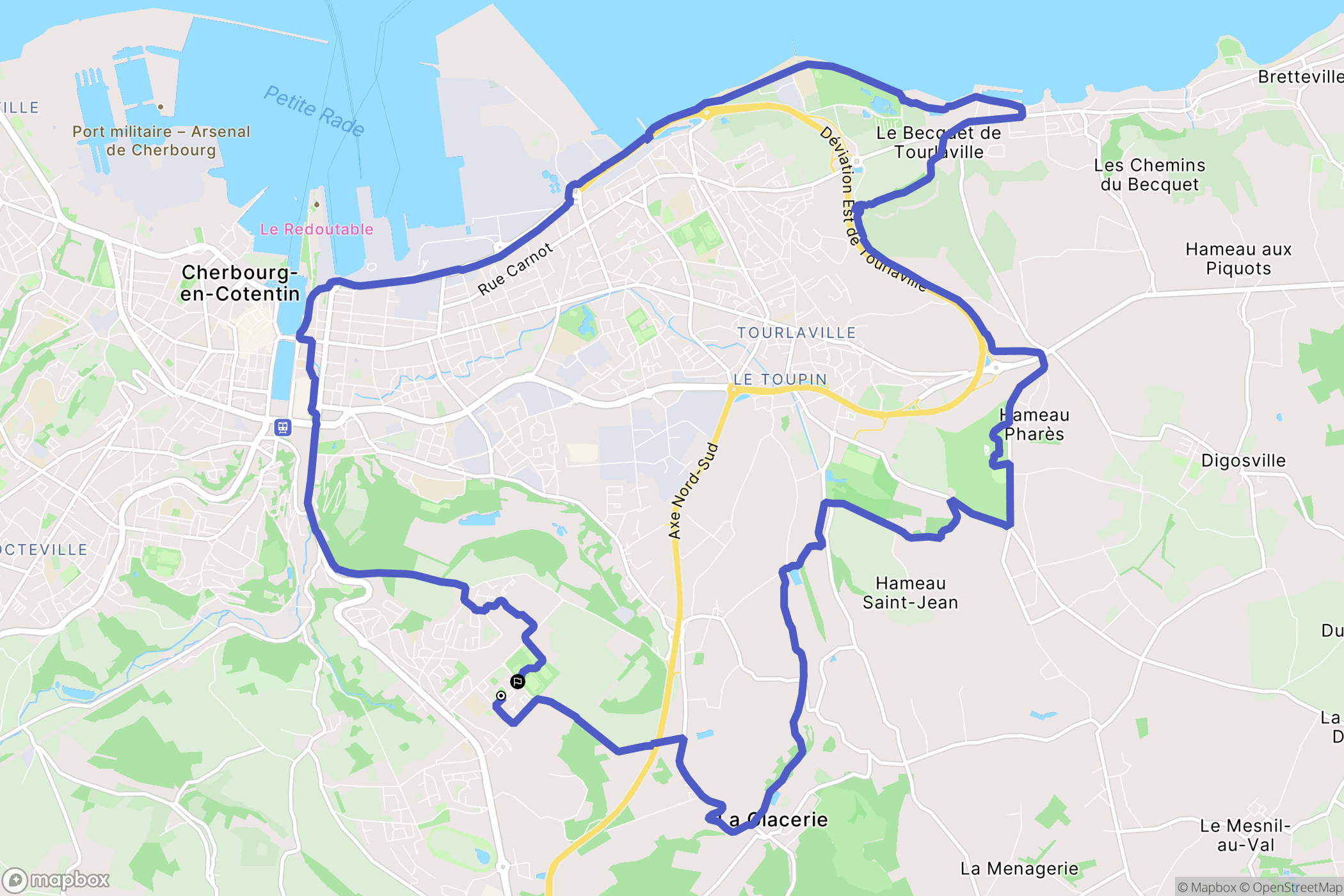 Cherbourg-en-Cotentin : carte du parcours de randonnée - France