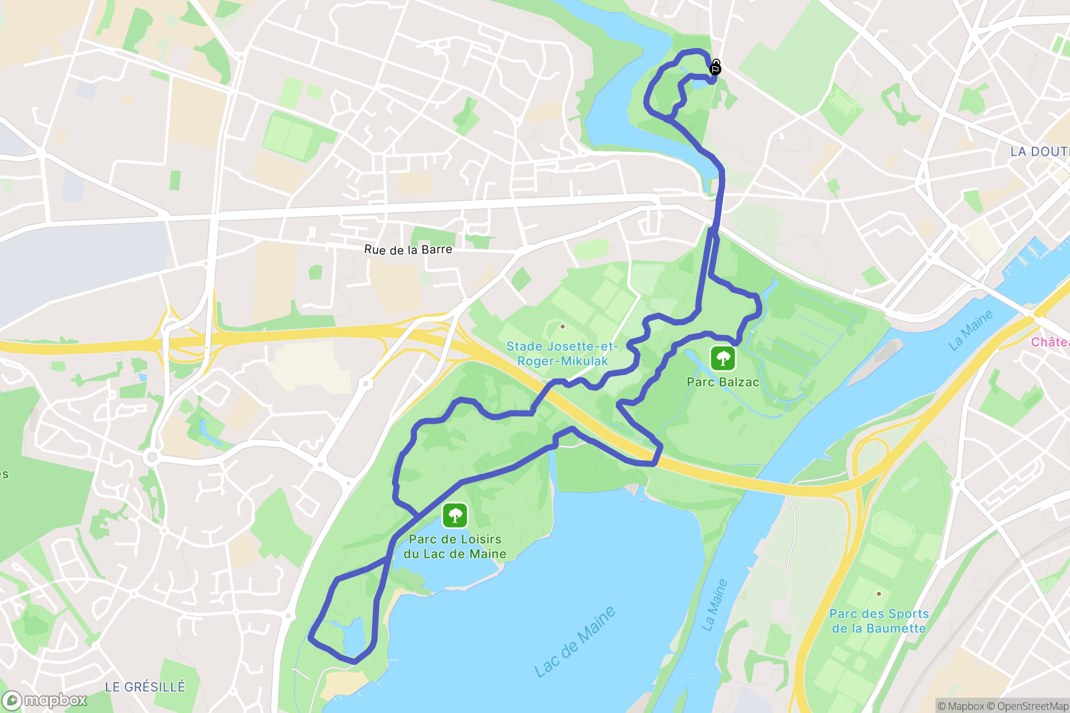 Angers : carte du parcours de randonnée - France