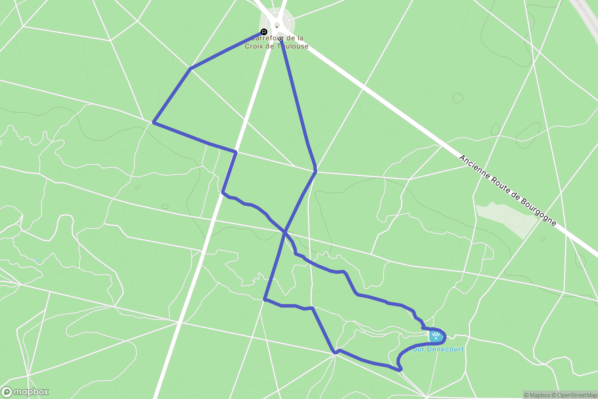 Fontainebleau : carte du parcours de randonnée - France