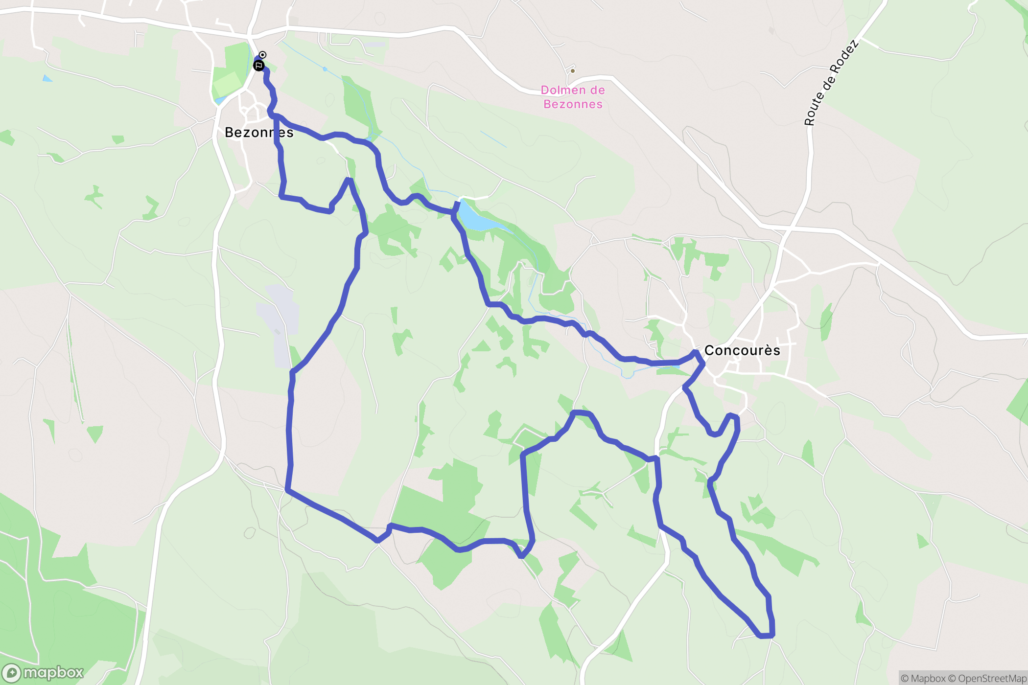 Rodelle : carte du parcours de randonnée - France