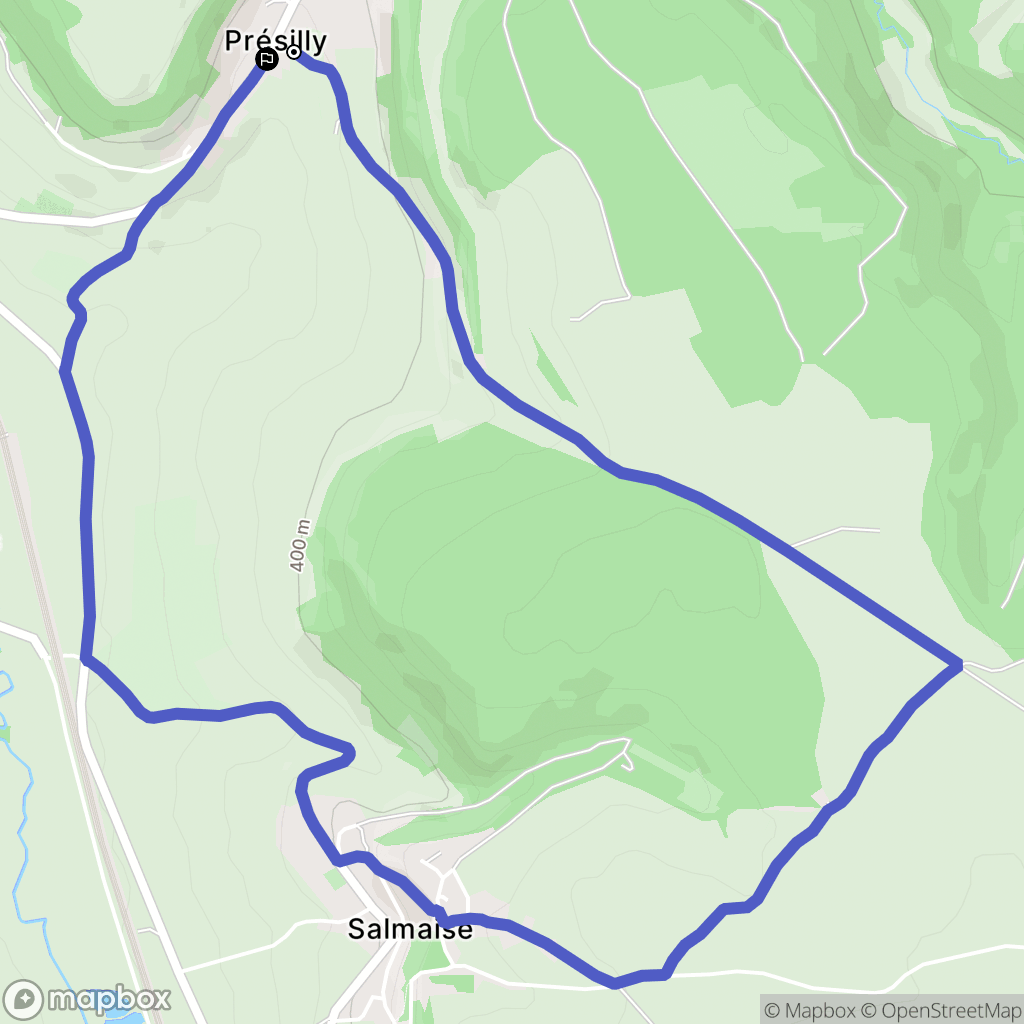 Boux-sous-Salmaise : carte du parcours de randonnée - France