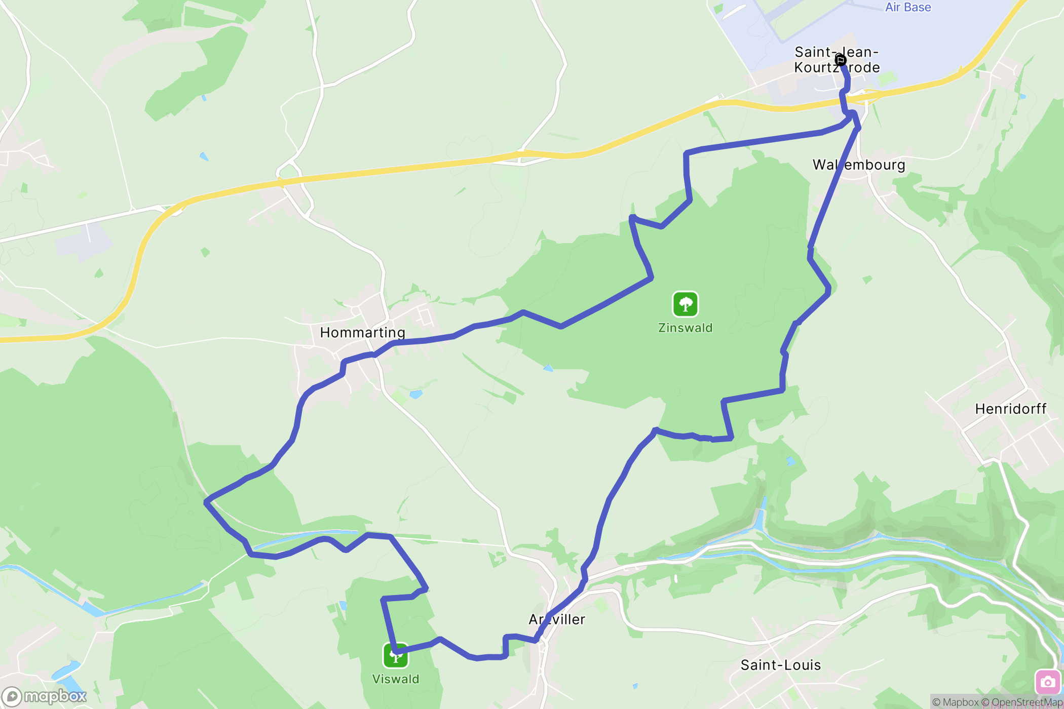 Saint-Jean-Kourtzerode : carte du parcours de randonnée - France
