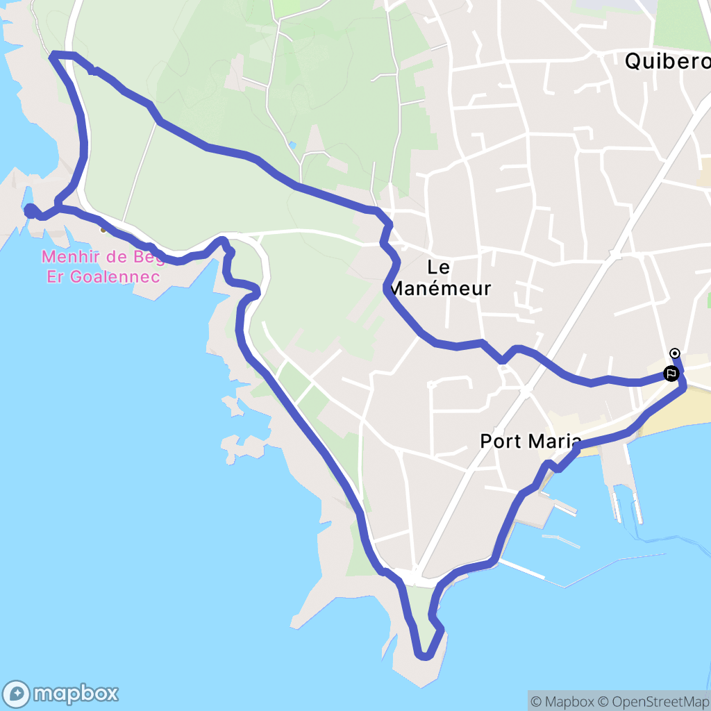 Quiberon : carte du parcours de randonnée - France