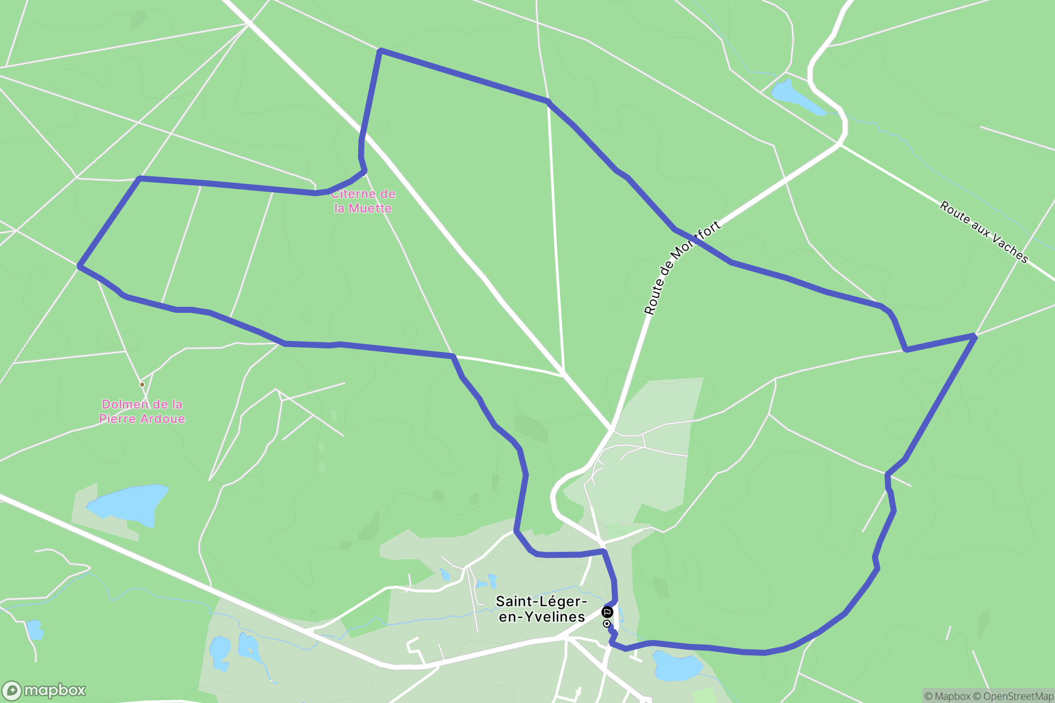 Saint leger en Yvelines : carte du parcours de randonnée - France