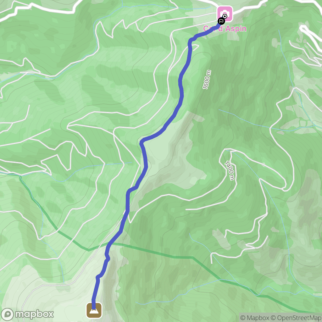 Aspin-Aure : carte du parcours de randonnée - France