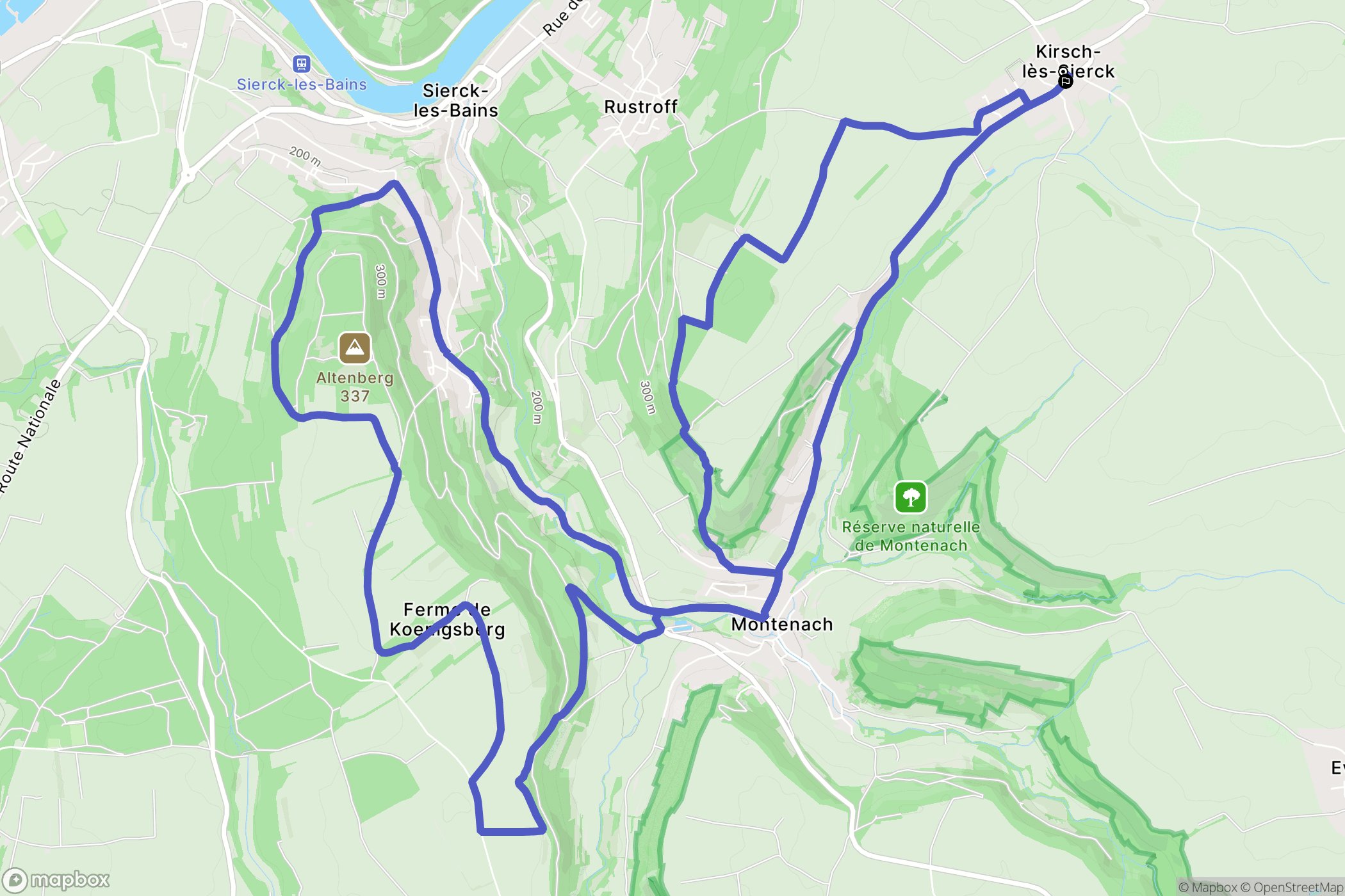 Kirsch-lès-Sierck : carte du parcours de randonnée - France
