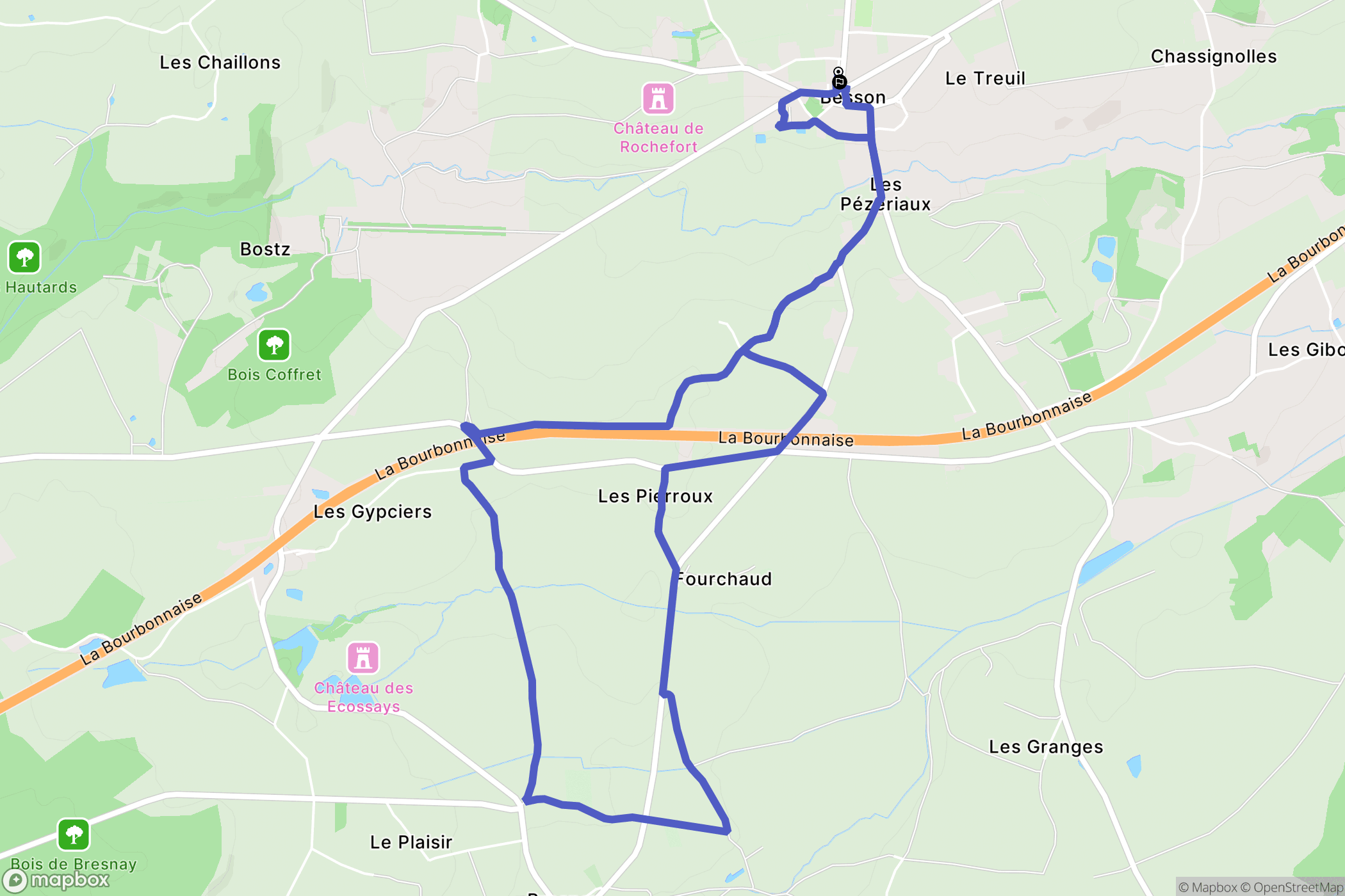 Besson : carte du parcours de randonnée - France