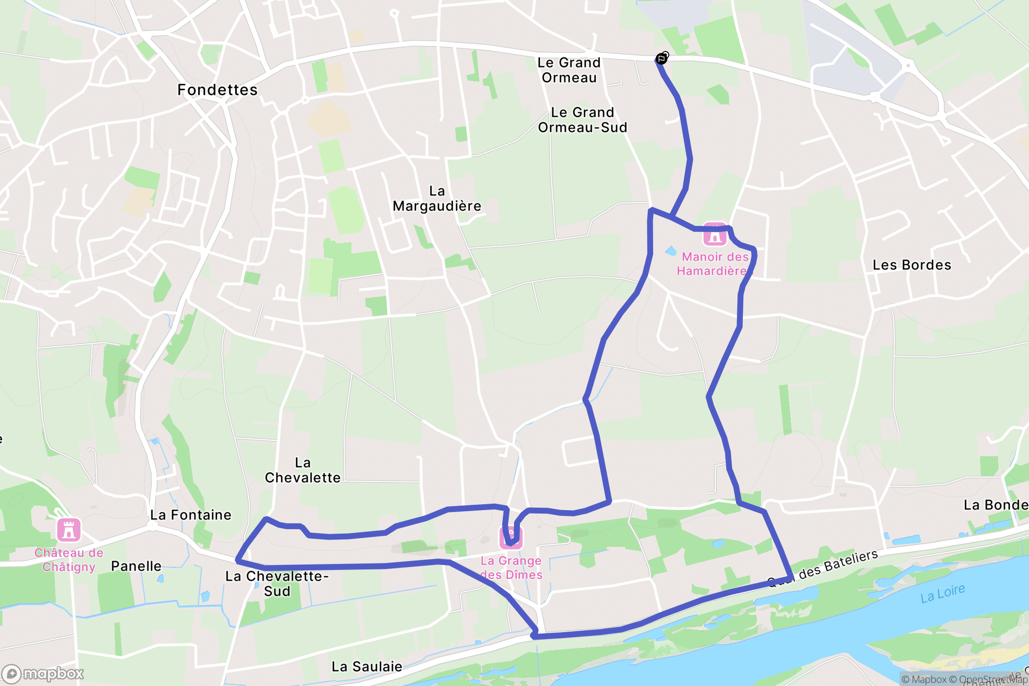 Fondettes : carte du parcours de randonnée - France
