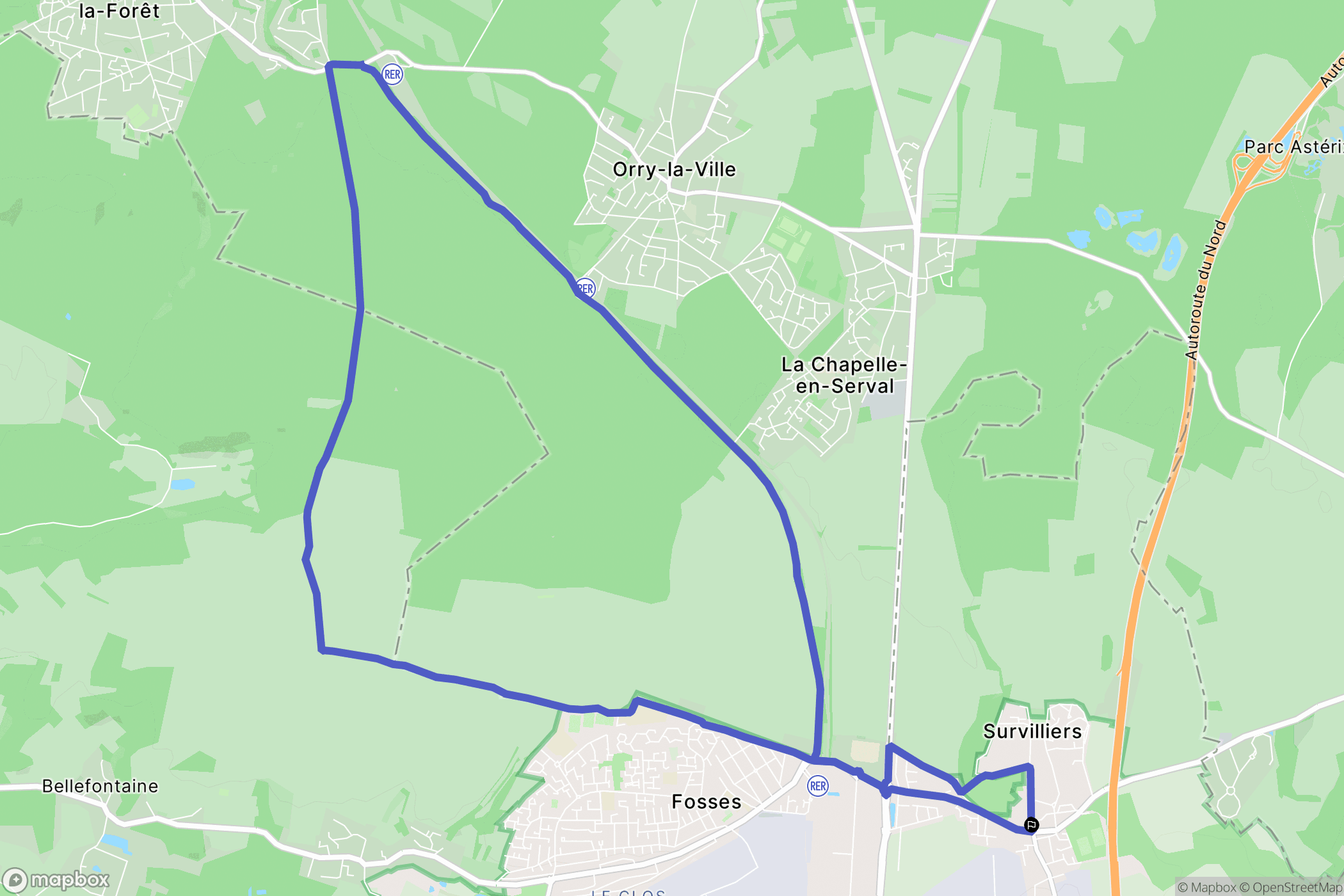 Survilliers : carte du parcours de randonnée - France