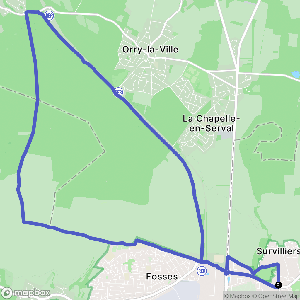 Survilliers : carte du parcours de randonnée - France