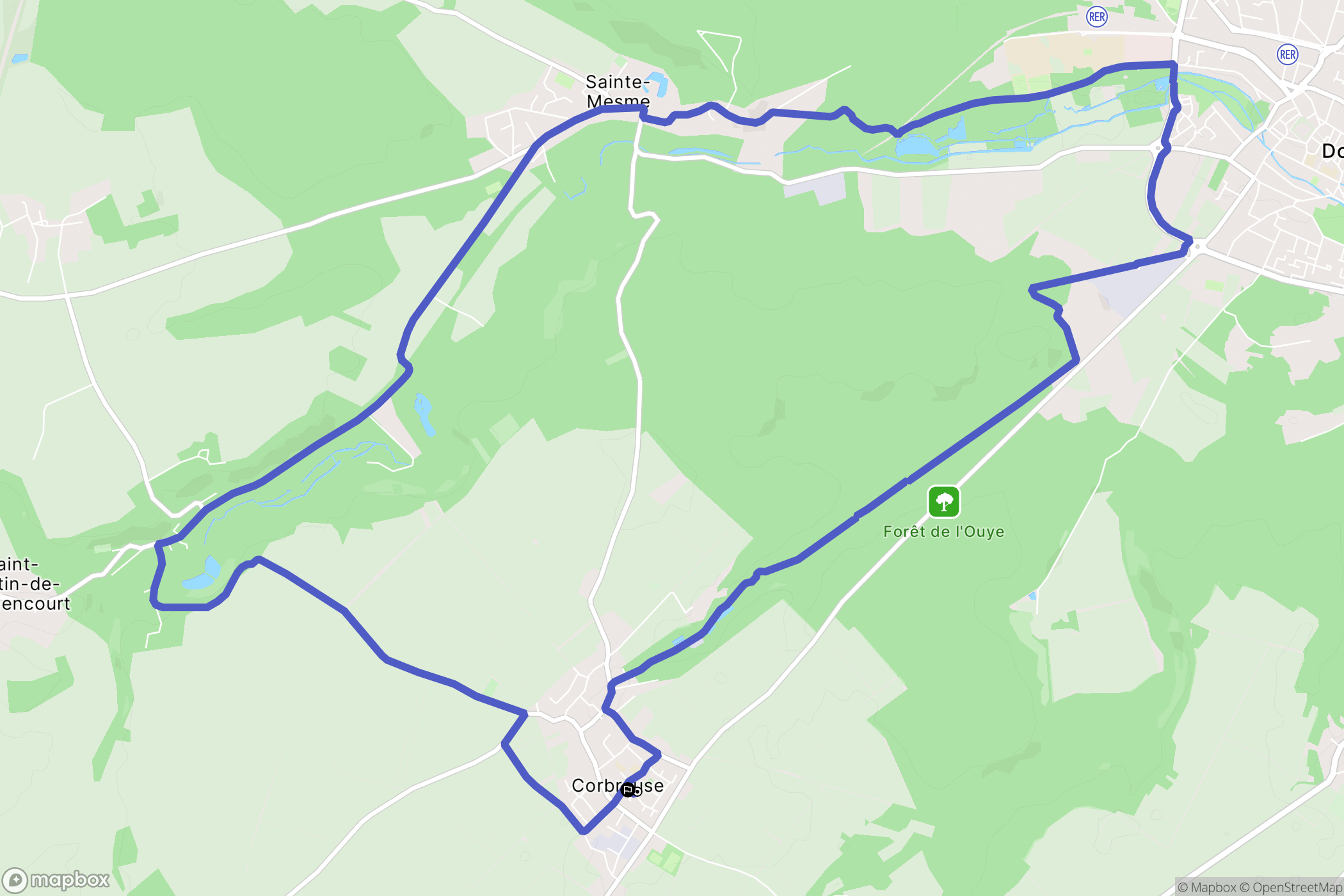 Corbreuse : carte du parcours de randonnée - France