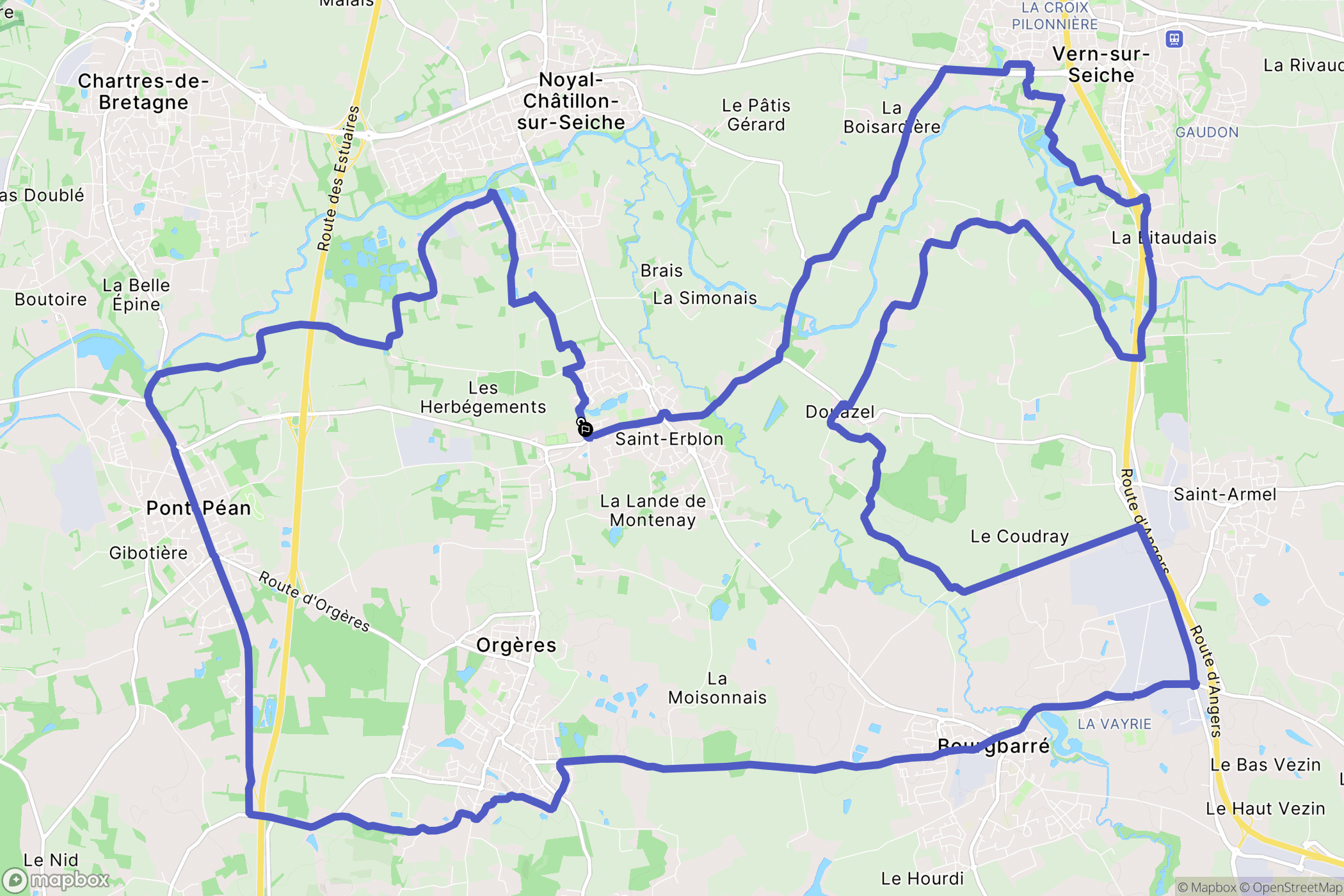 Saint-Erblon : carte du parcours de randonnée - France