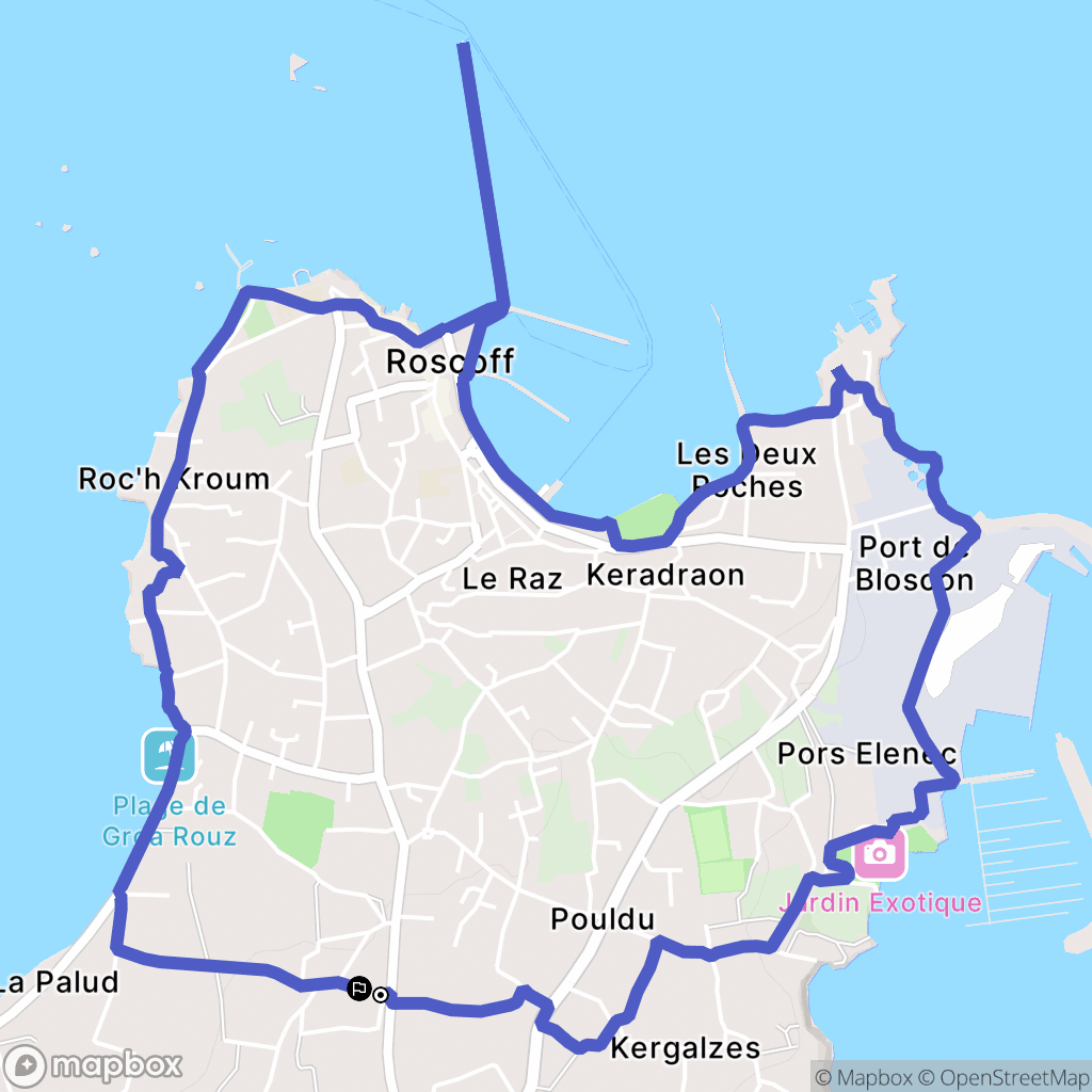 Roscoff : carte du parcours de randonnée - France