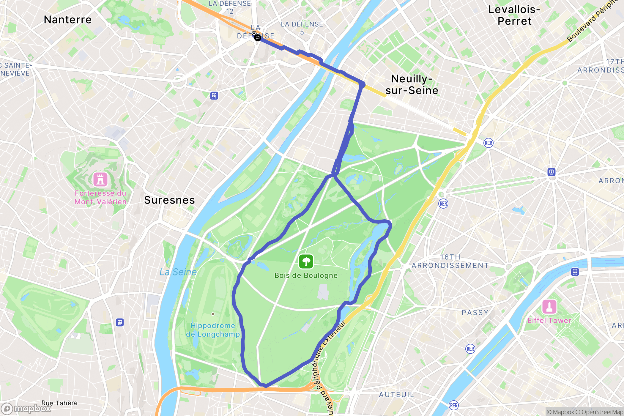 Puteaux : carte du parcours de randonnée - France