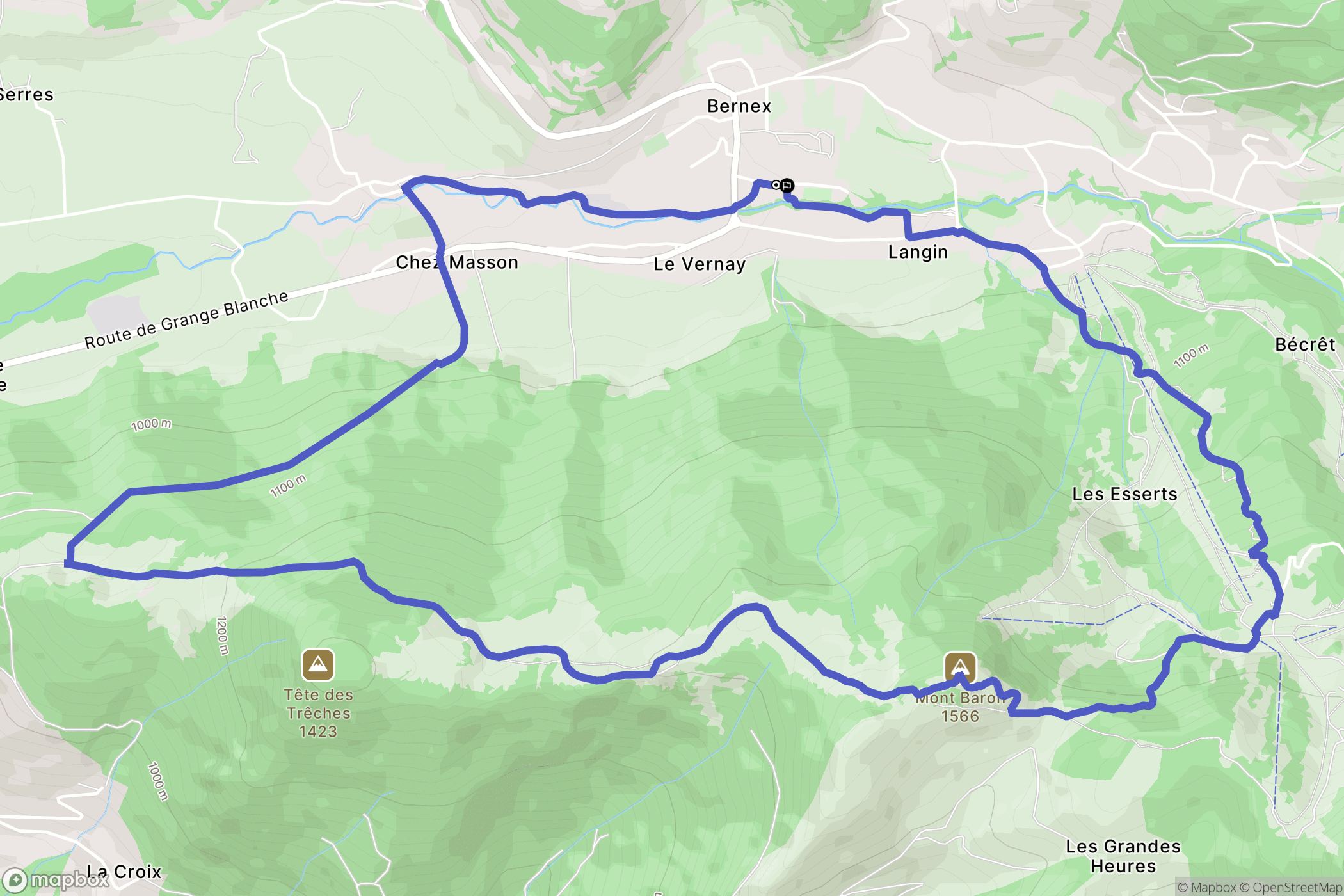 Bernex : carte du parcours de randonnée - France