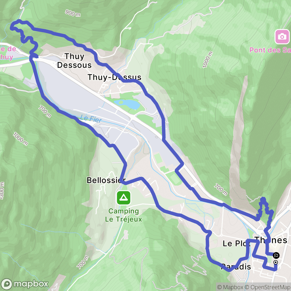 Thônes : carte du parcours de randonnée - France