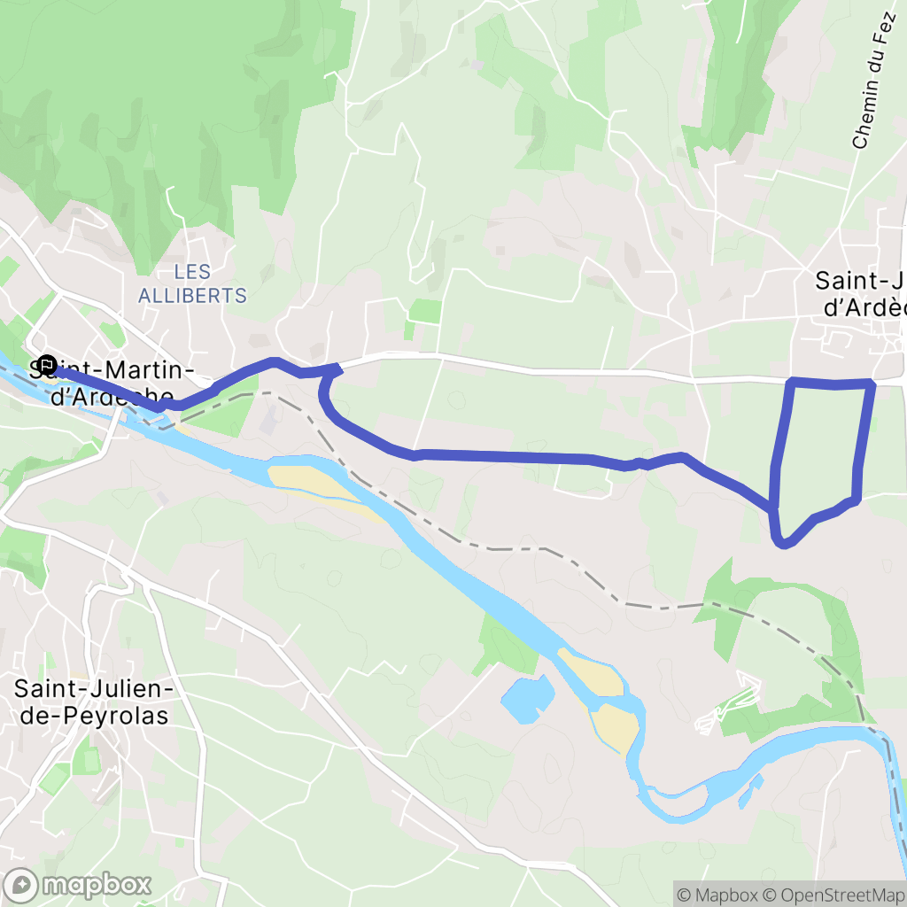 Saint-Martin-d'Ardèche : carte du parcours de randonnée - France