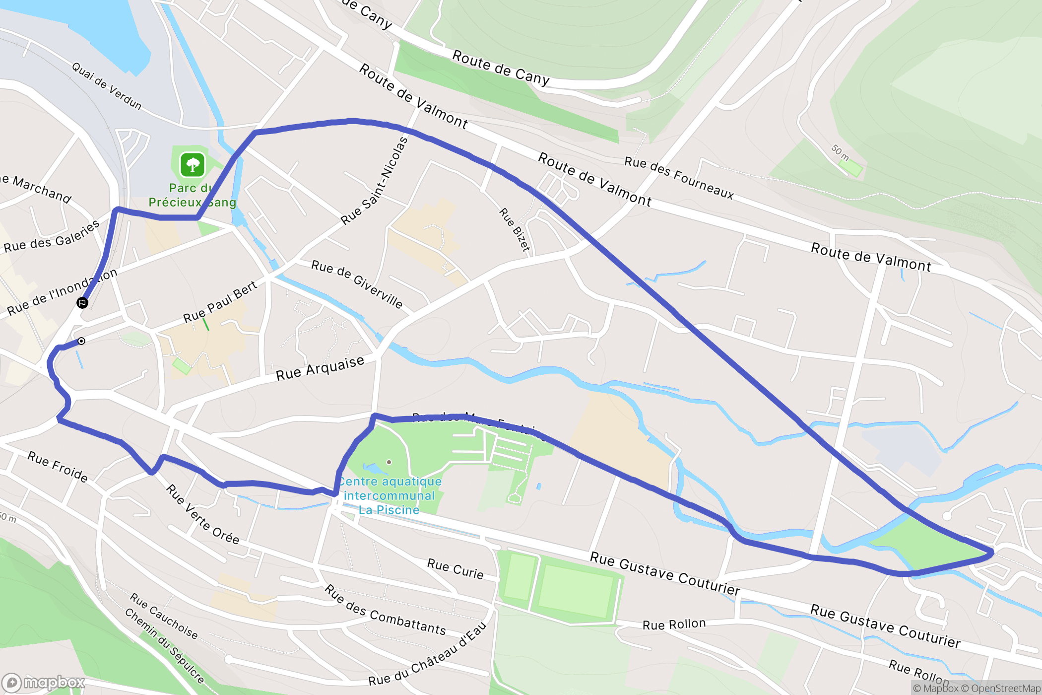 Fécamp : carte du parcours de randonnée - France
