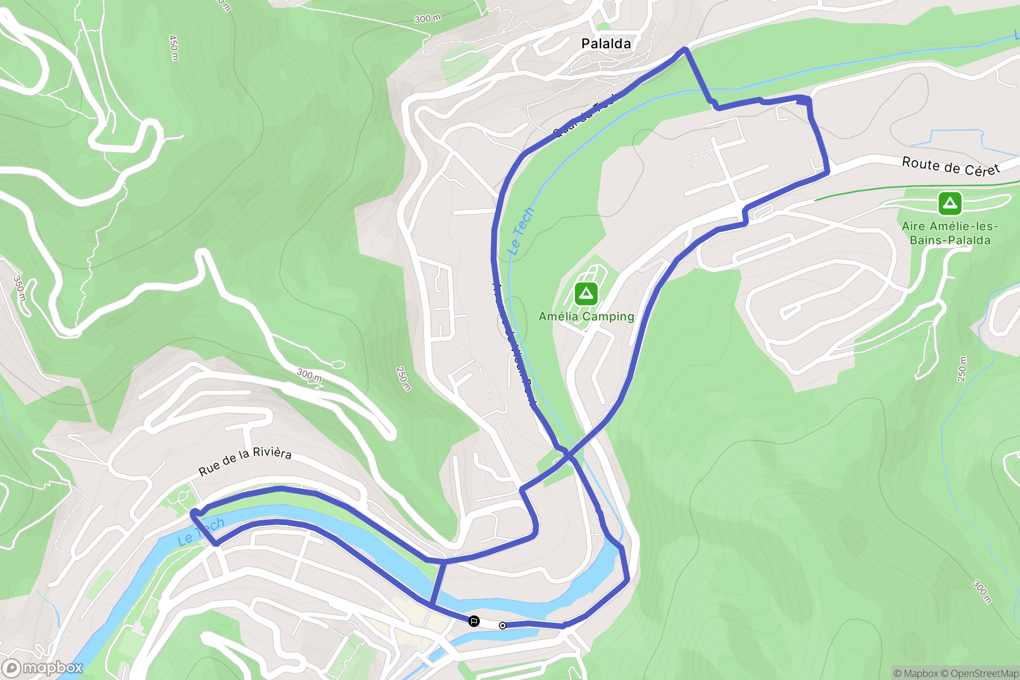 Amélie-les-Bains-Palalda : carte du parcours de randonnée - France