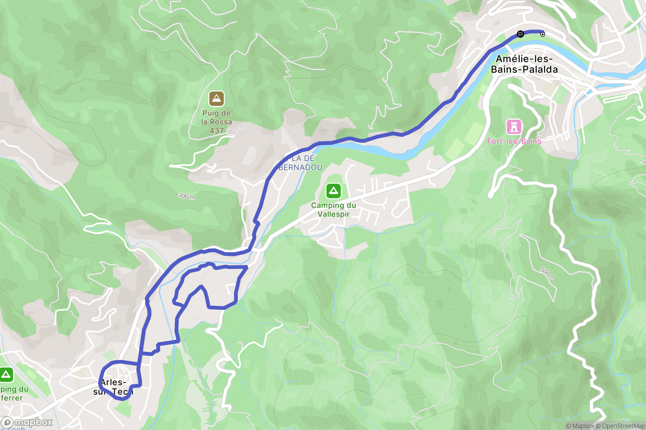 Amélie-les-Bains-Palalda : carte du parcours de randonnée - France