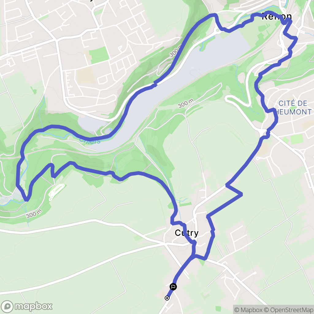 Cutry : carte du parcours de randonnée - France