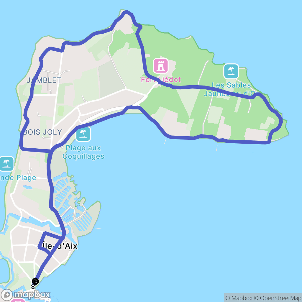 Île-d'Aix : carte du parcours de randonnée - France