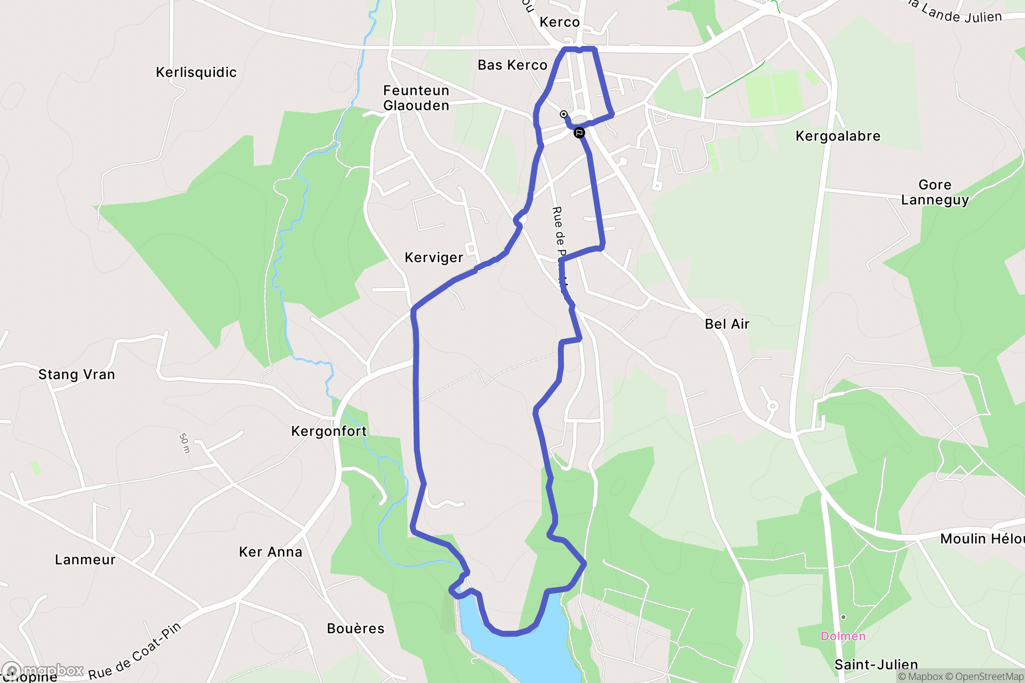 Riec-sur-Bélon : carte du parcours de randonnée - France