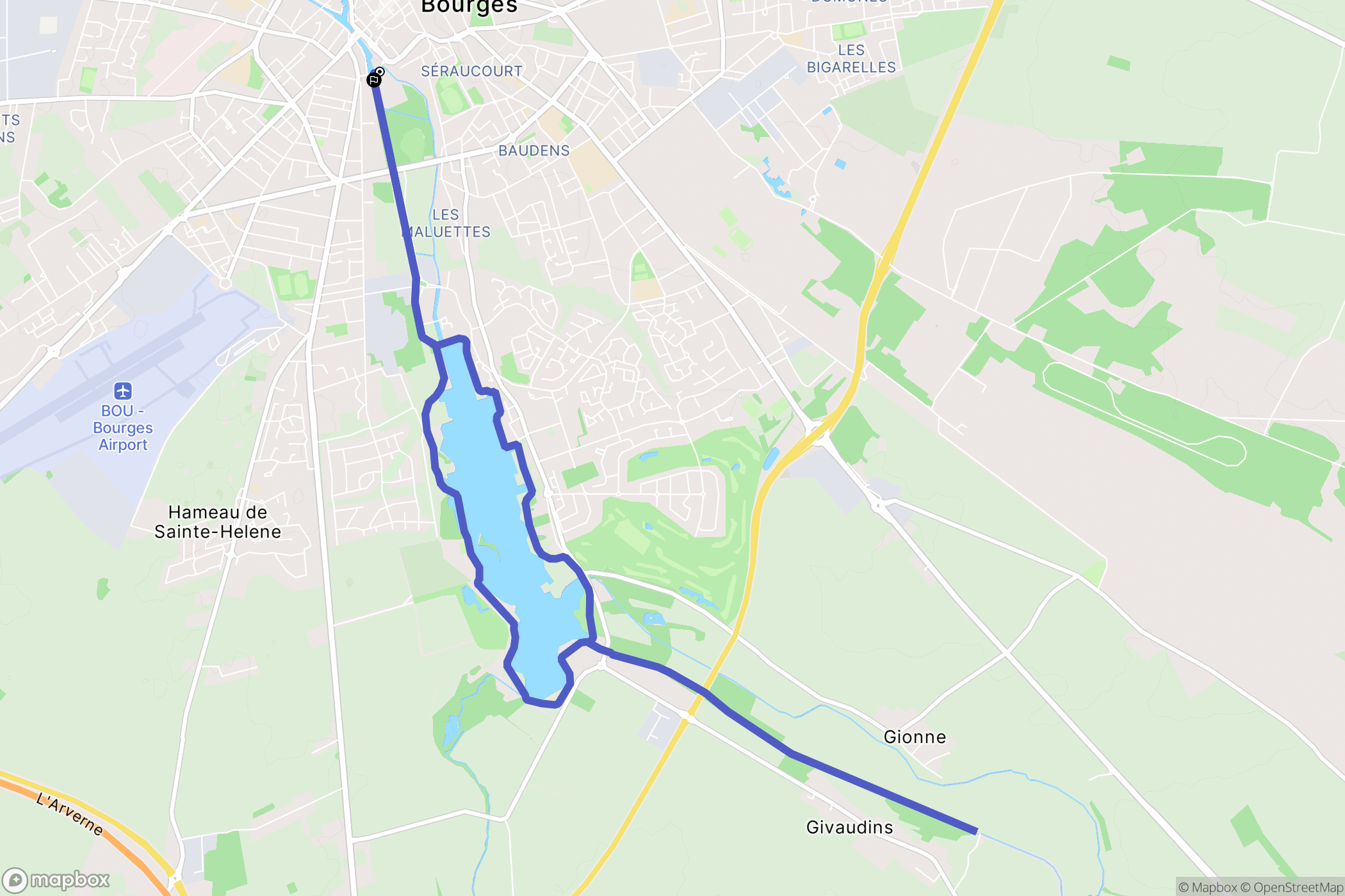 Bourges : carte du parcours de randonnée - France