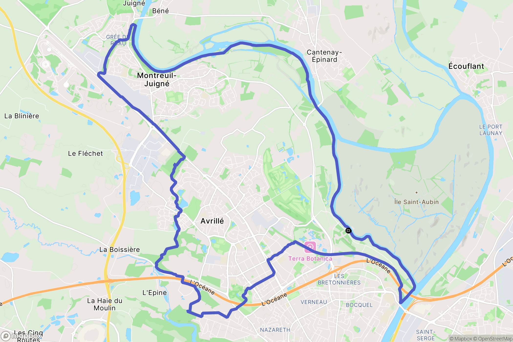 Angers : carte du parcours de randonnée - France