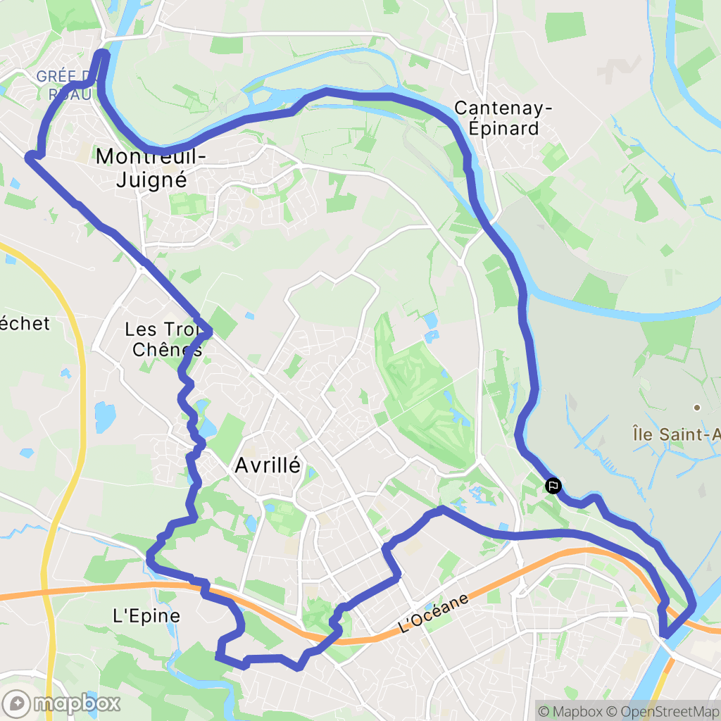 Angers : carte du parcours de randonnée - France