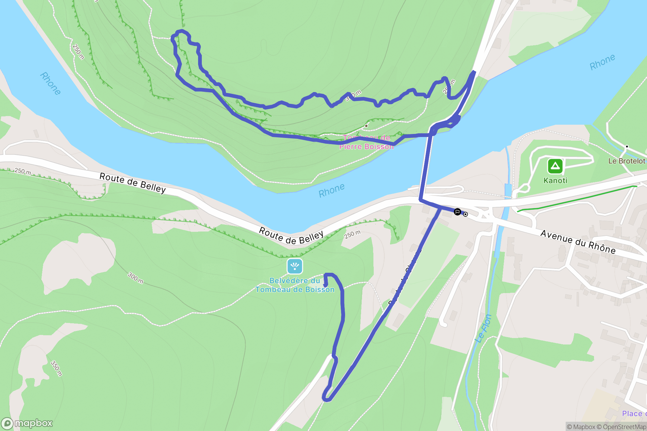 Yenne : carte du parcours de randonnée - France