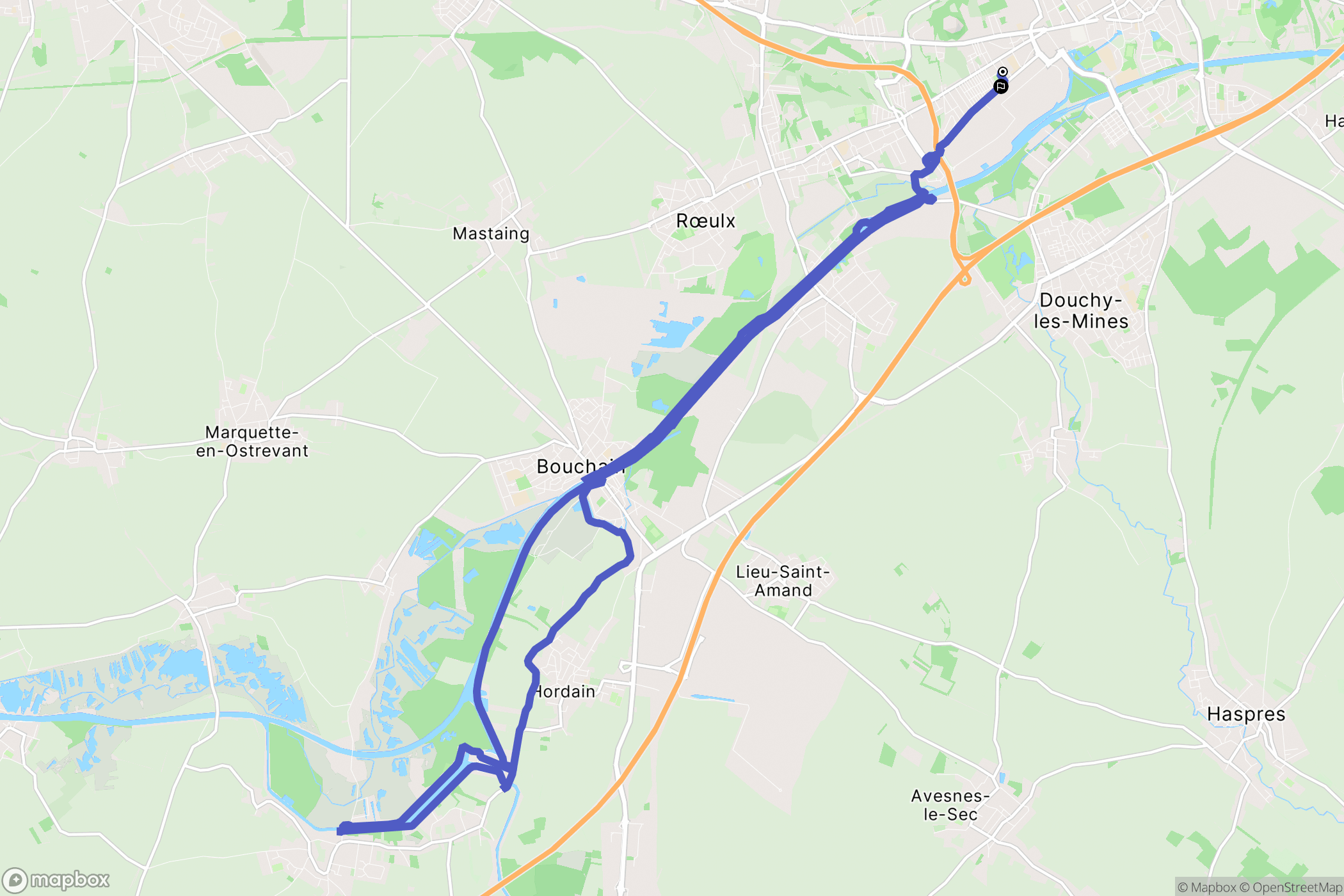 Denain : carte du parcours de randonnée - France