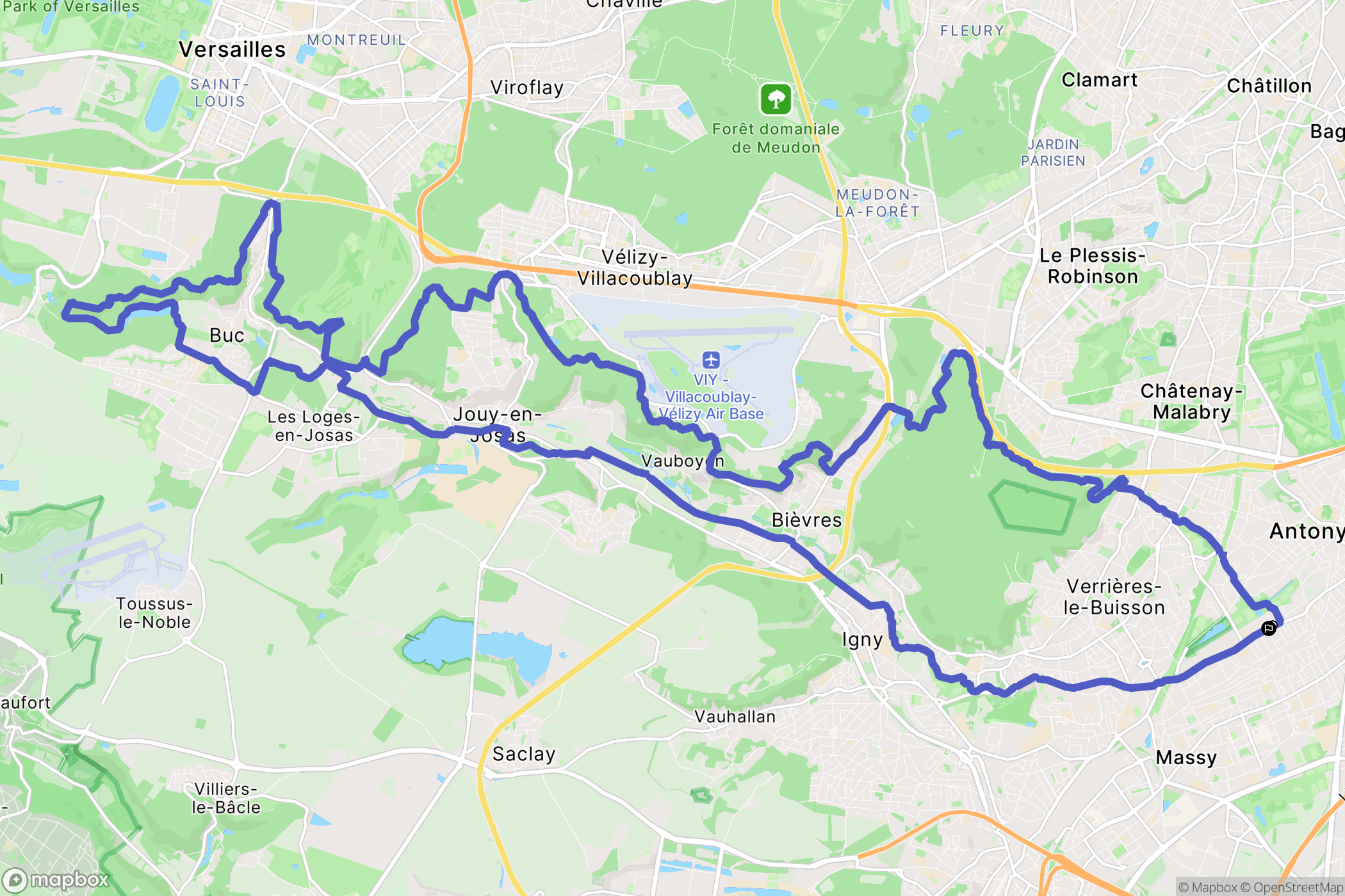 Antony : carte du parcours de randonnée - France