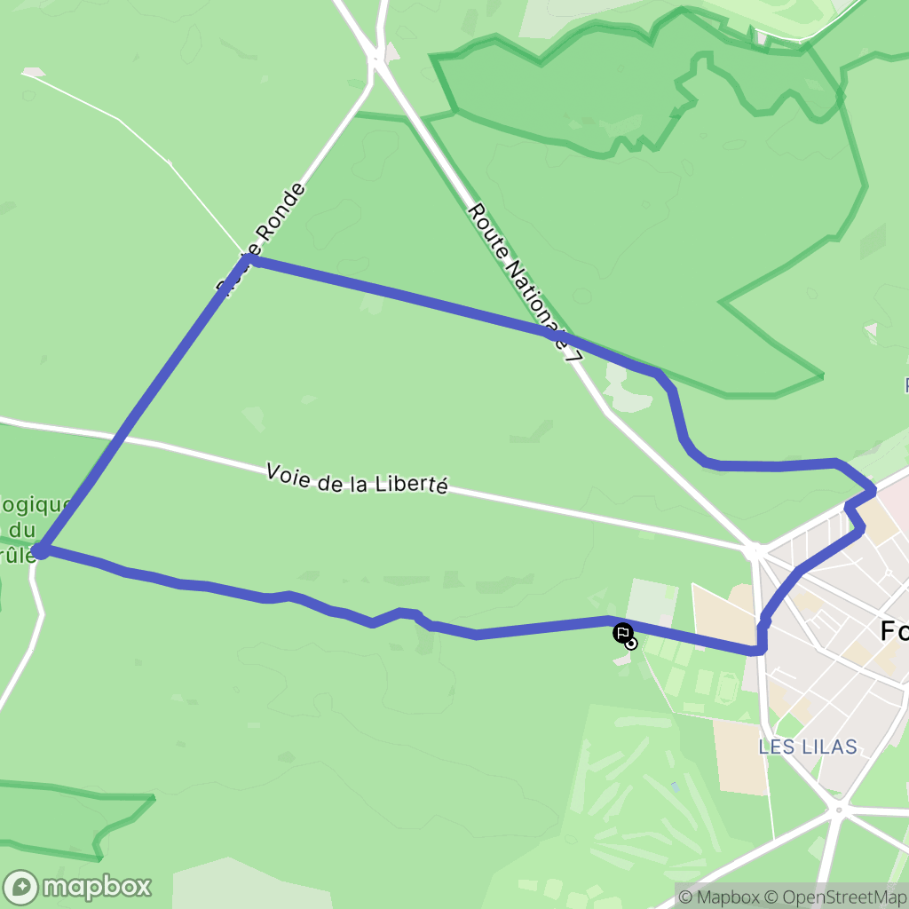 Fontainebleau : carte du parcours de randonnée - France