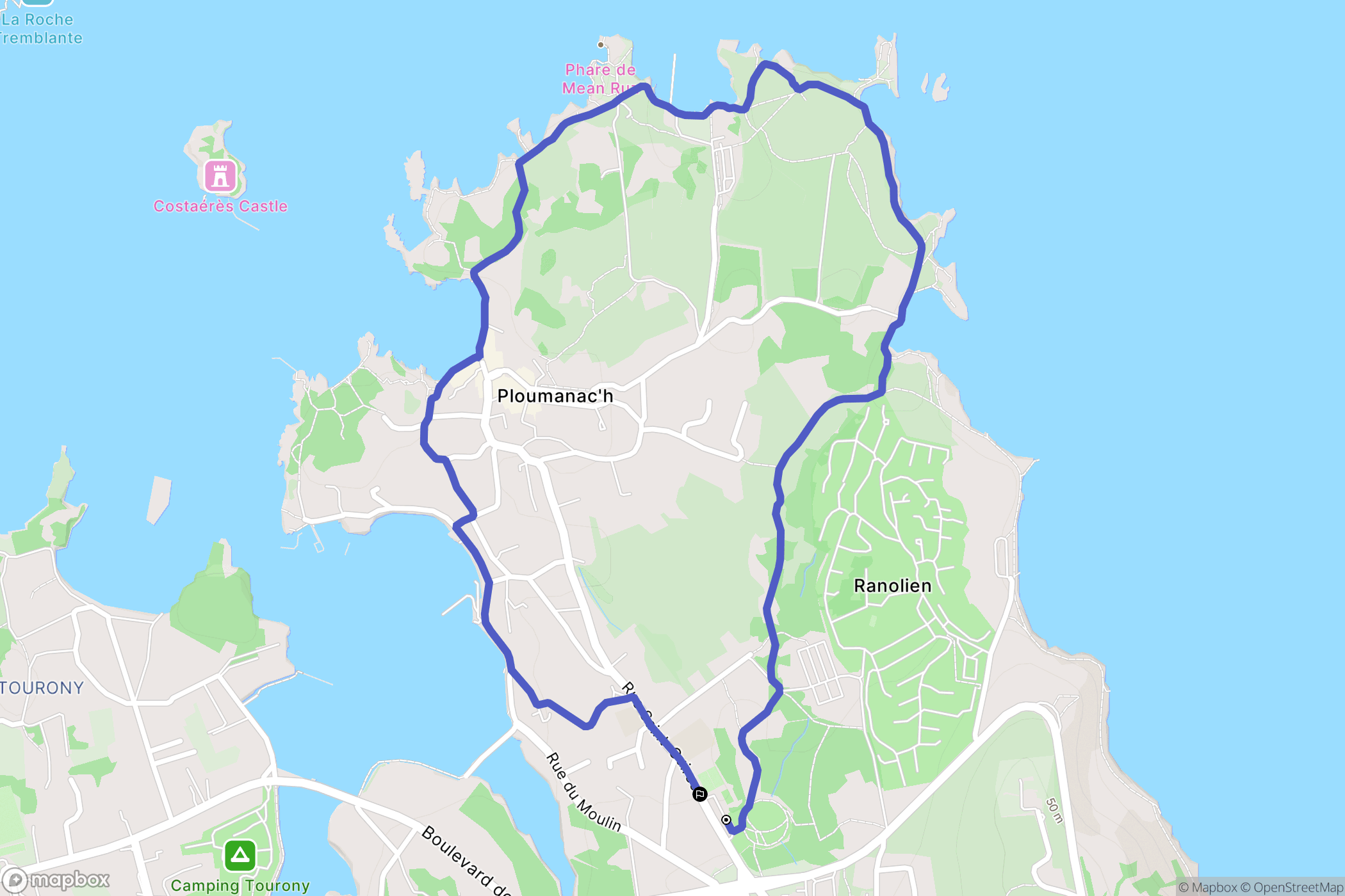 Perros-Guirec : carte du parcours de randonnée - France
