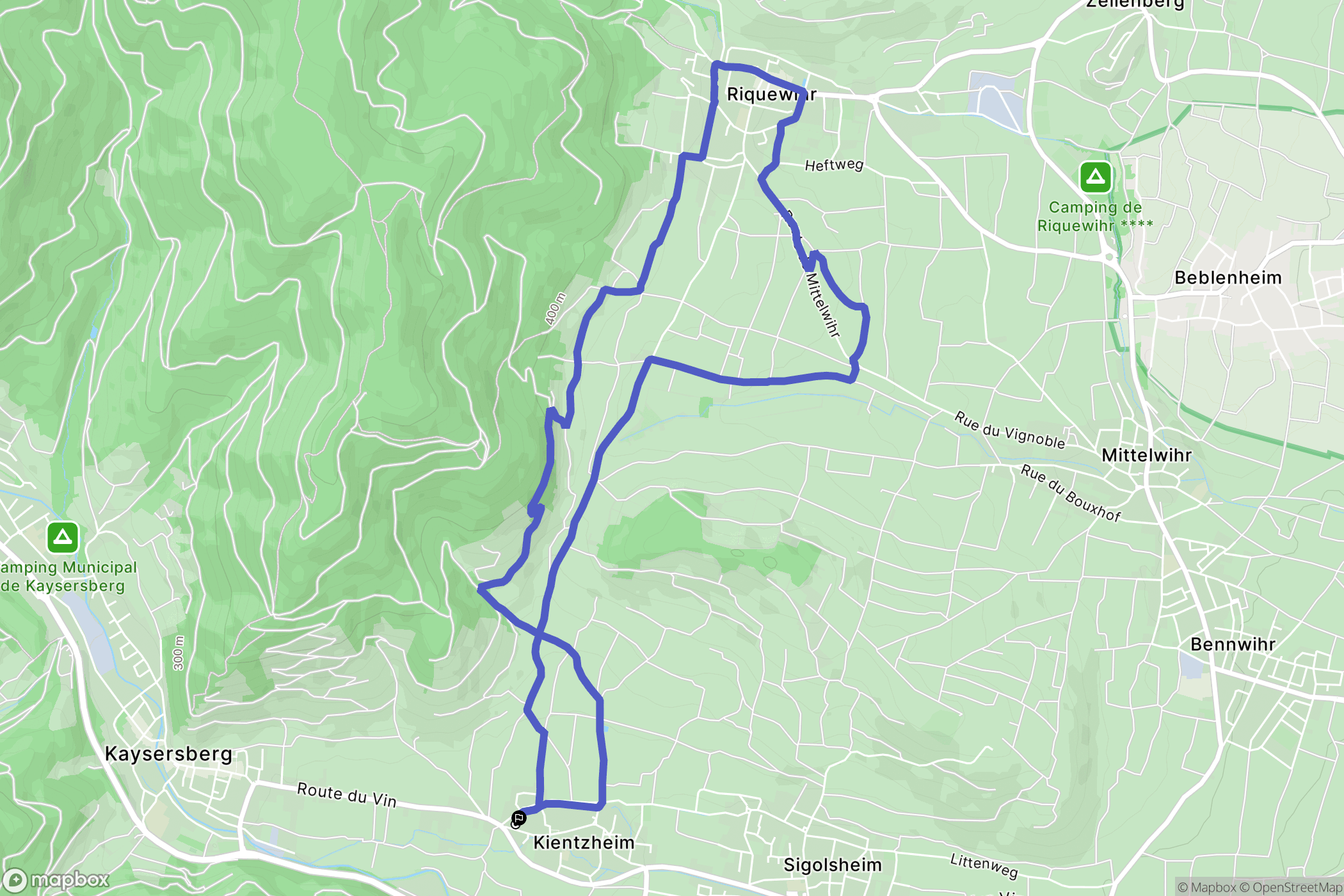 Kaysersberg Vignoble : carte du parcours de randonnée - France