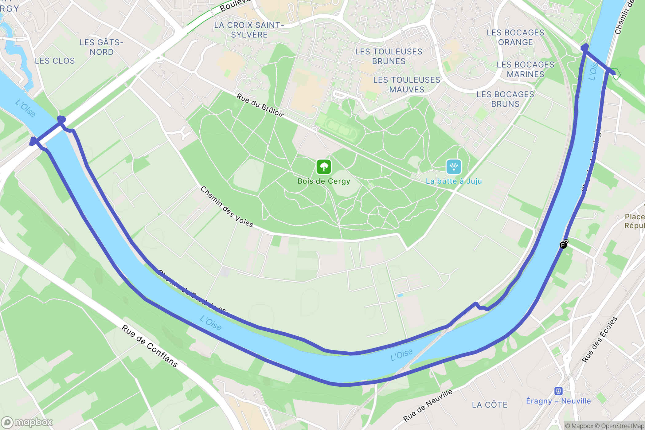 Éragny : carte du parcours de randonnée - France