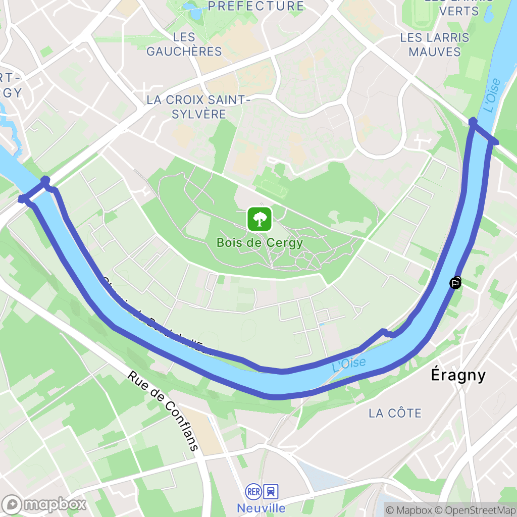 Éragny : carte du parcours de randonnée - France