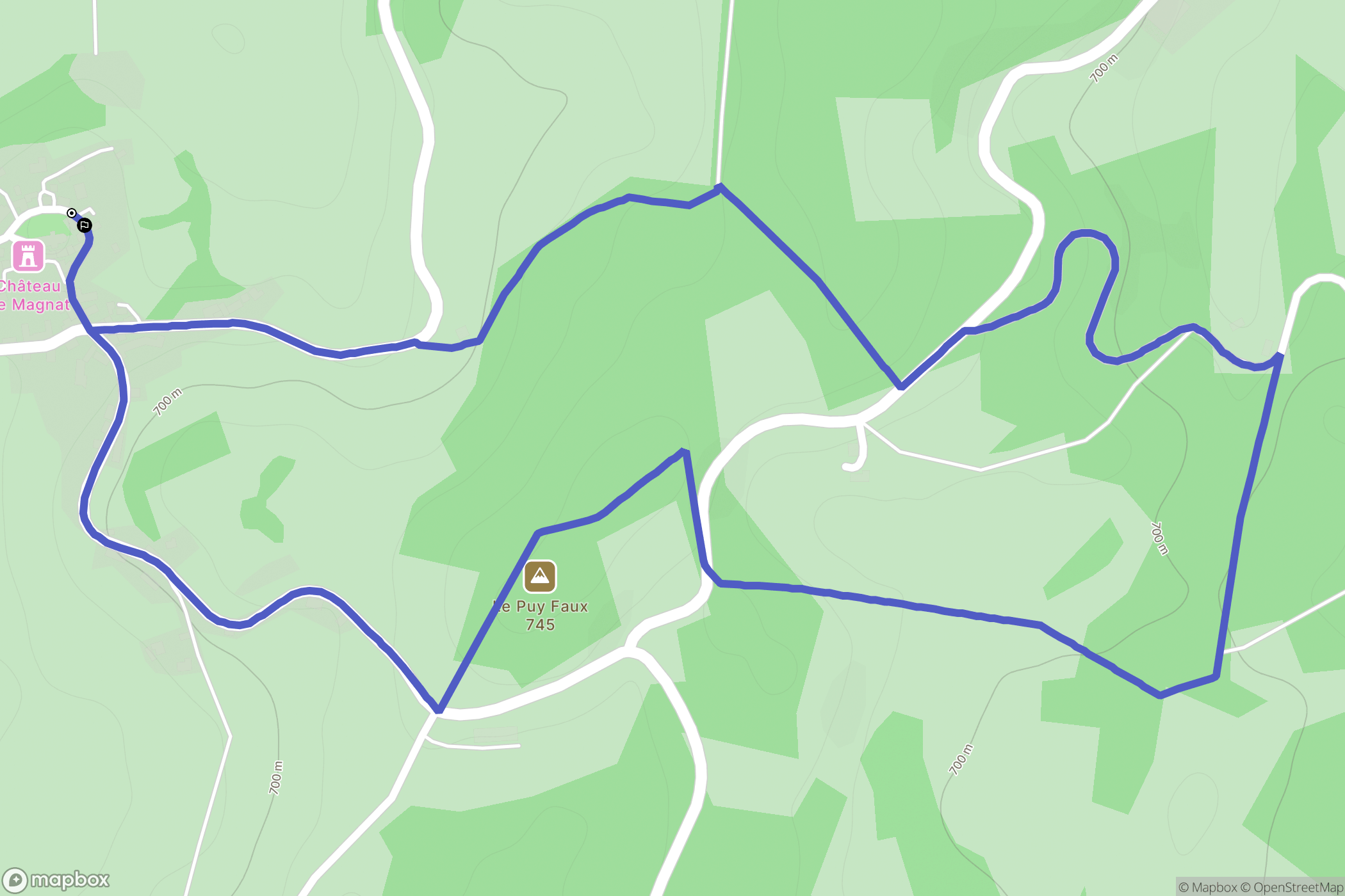 Magnat-l'Étrange : carte du parcours de randonnée - France