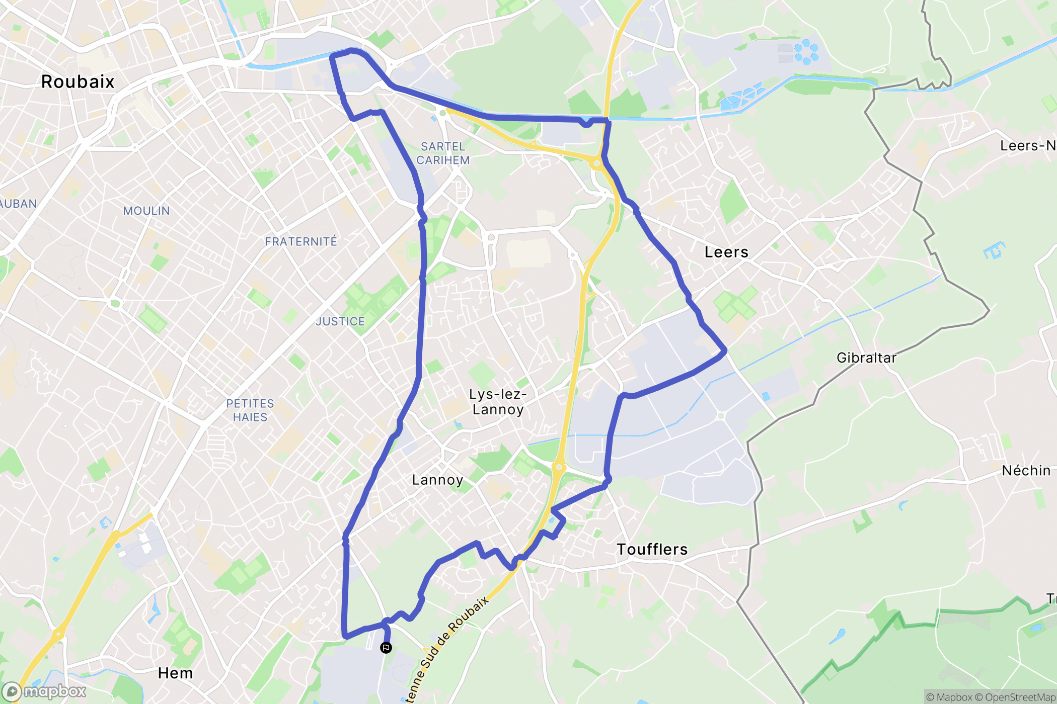 Hem : carte du parcours de randonnée - France