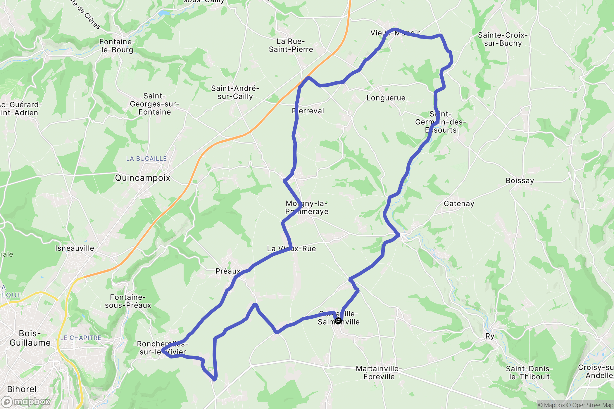 Servaville-Salmonville : carte du parcours de randonnée - France