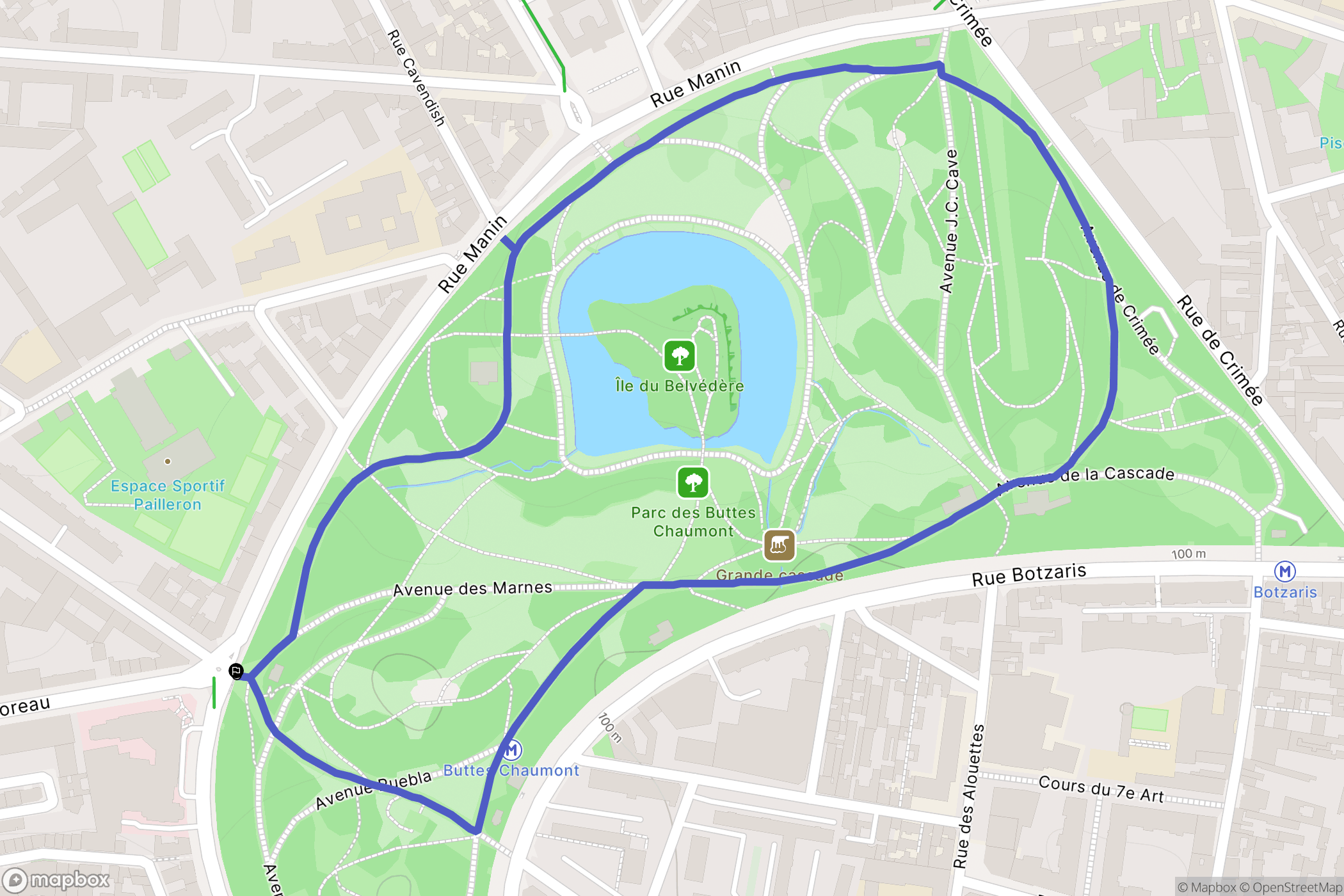 Paris : carte du parcours de randonnée - France